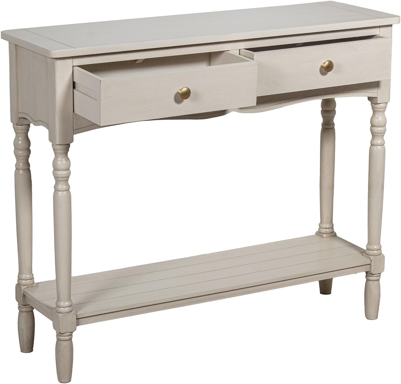 DRW Consolle Mobile Tavolo Ingresso 2 Cassetti Legno Beige - immagine 2