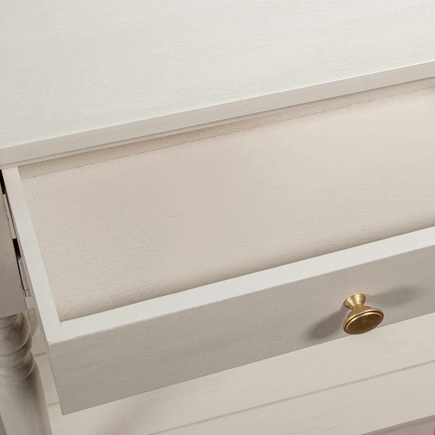 DRW Consolle Mobile Tavolo Ingresso 2 Cassetti Legno Beige - immagine 4