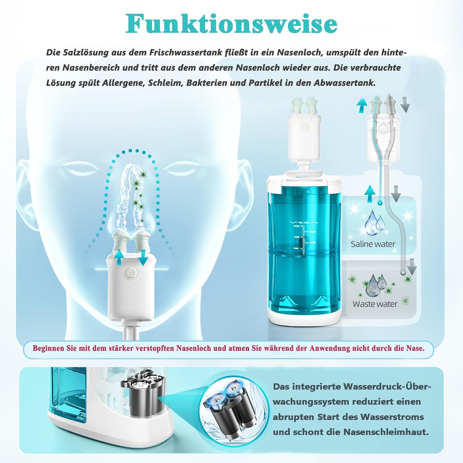 Set Doccia Nasale Elettrico per Adulti e Bambini - immagine 3