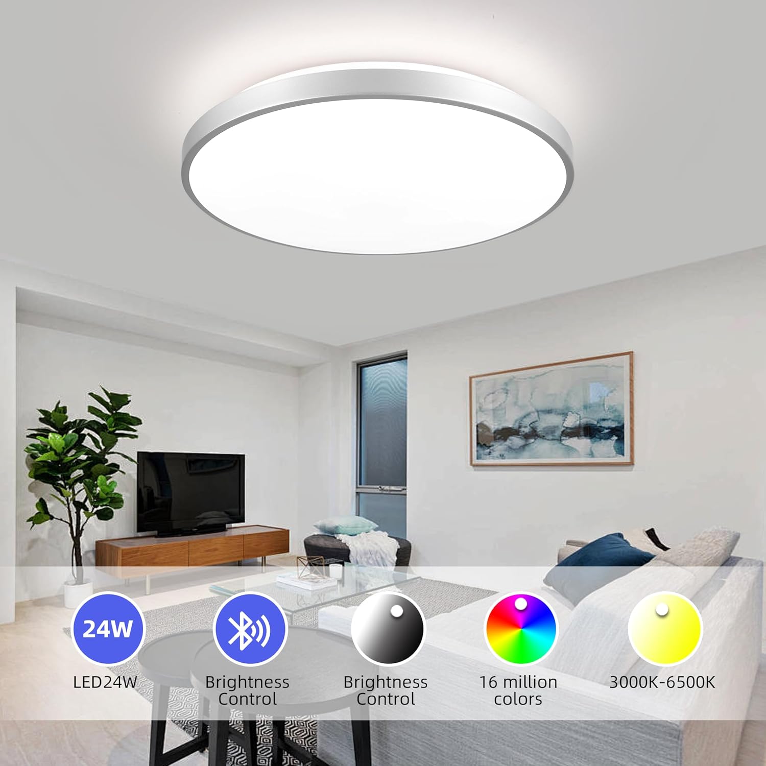 Horevo Lampada da Soffitto LED Bluetooth 40cm - immagine 2
