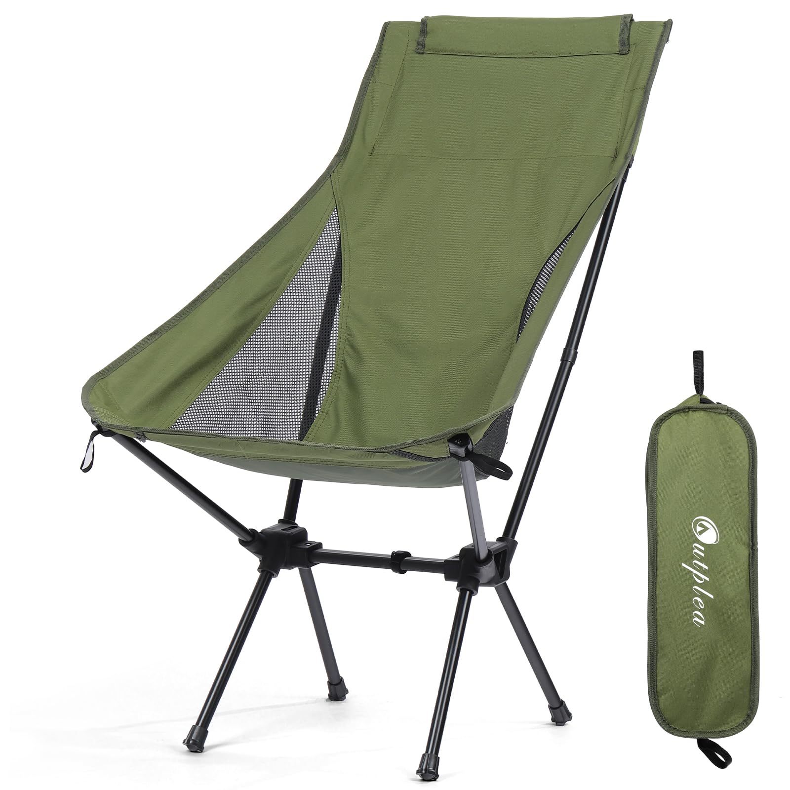 Outplea Sedia Campeggio Pieghevole con Schienale Alto, Verde