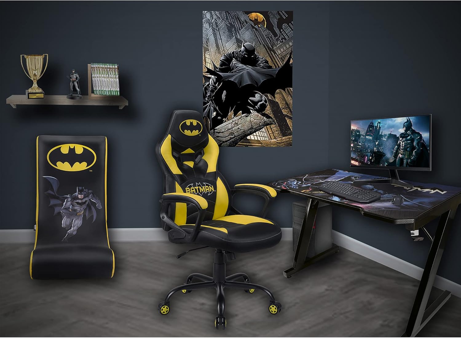 Batman - Sedia da Gaming Junior Ergonomica, Nero e Giallo - immagine 2