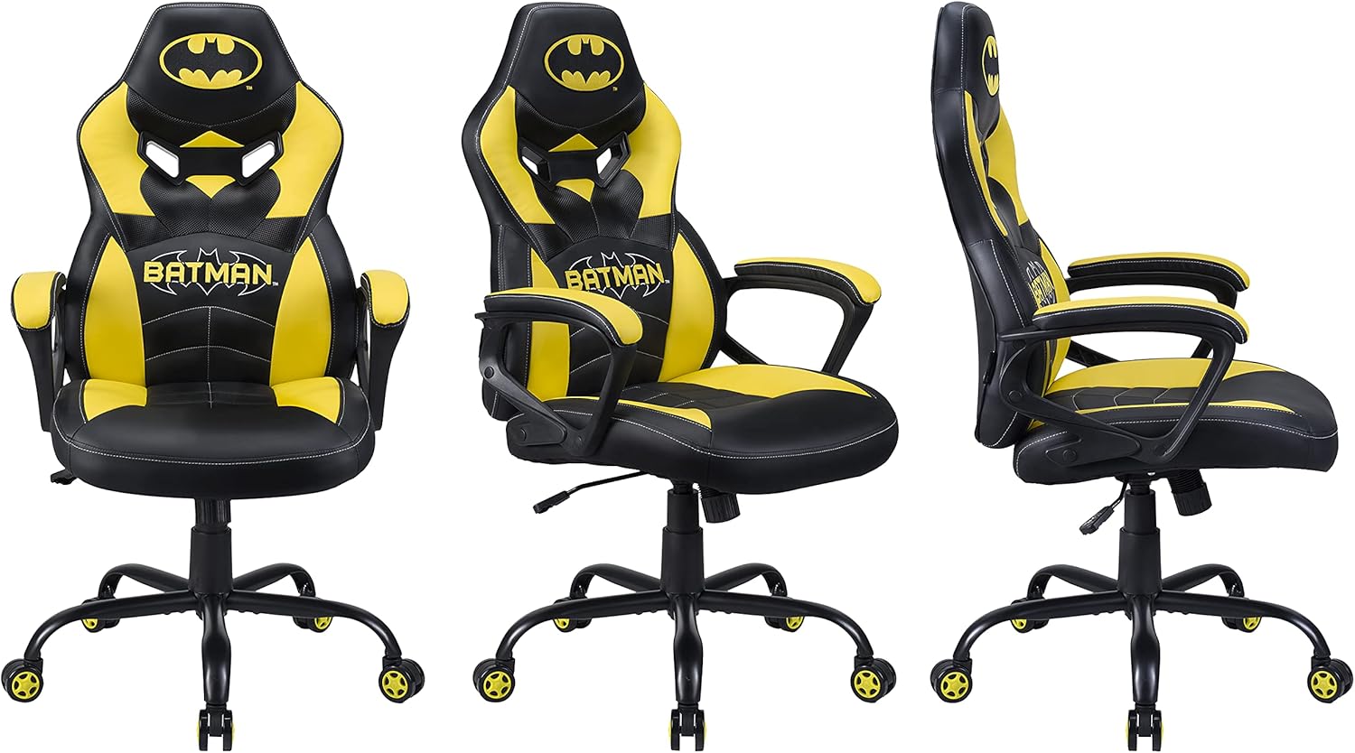 Batman - Sedia da Gaming Junior Ergonomica, Nero e Giallo - immagine 3