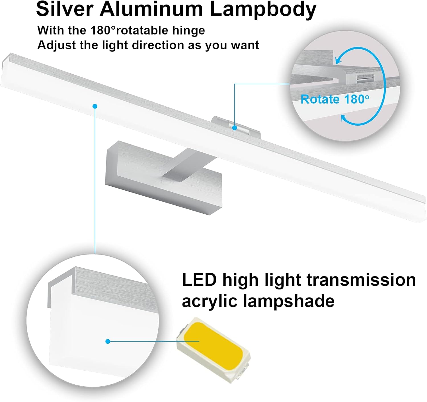 Klighten Lampada da Specchio 60CM 910LM 18W - immagine 2