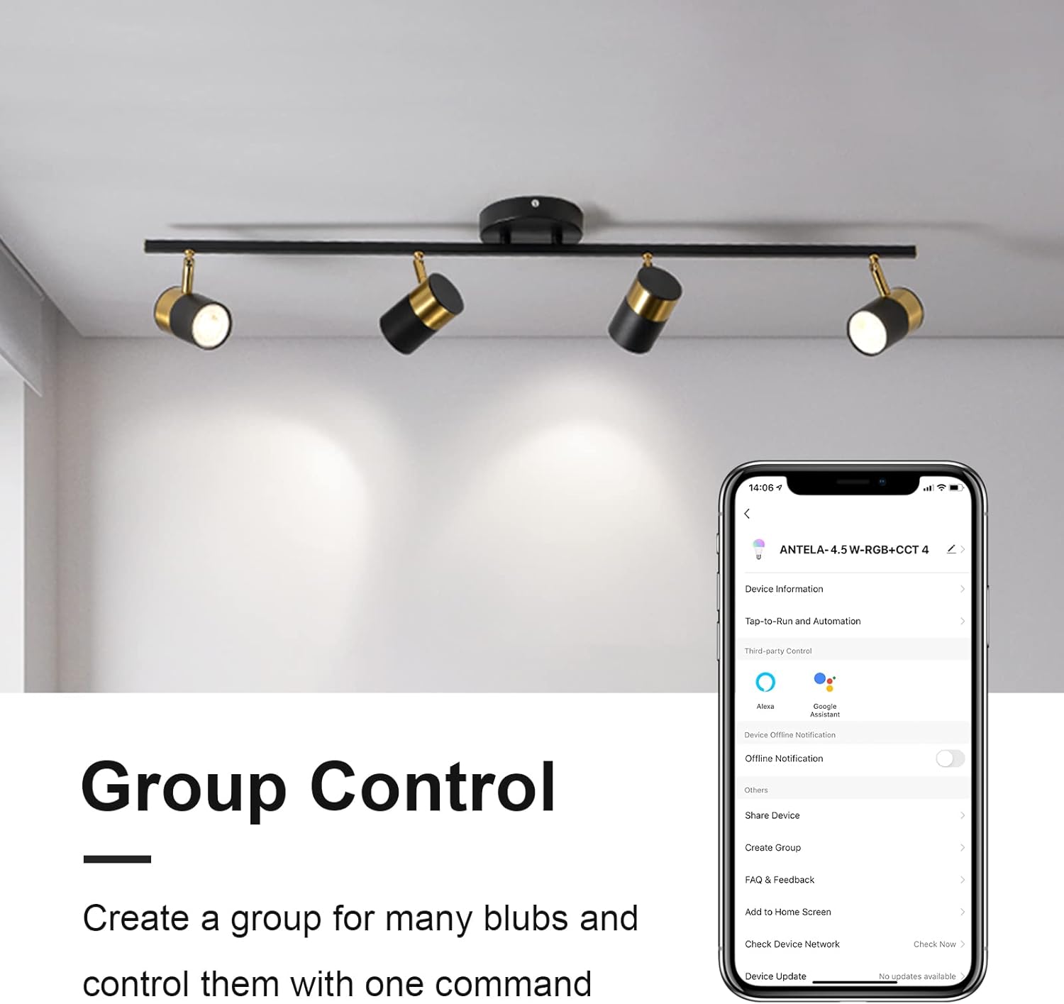 Antela Lampadina Alexa GU10 4,5W Multicolore 4PCS - immagine 8