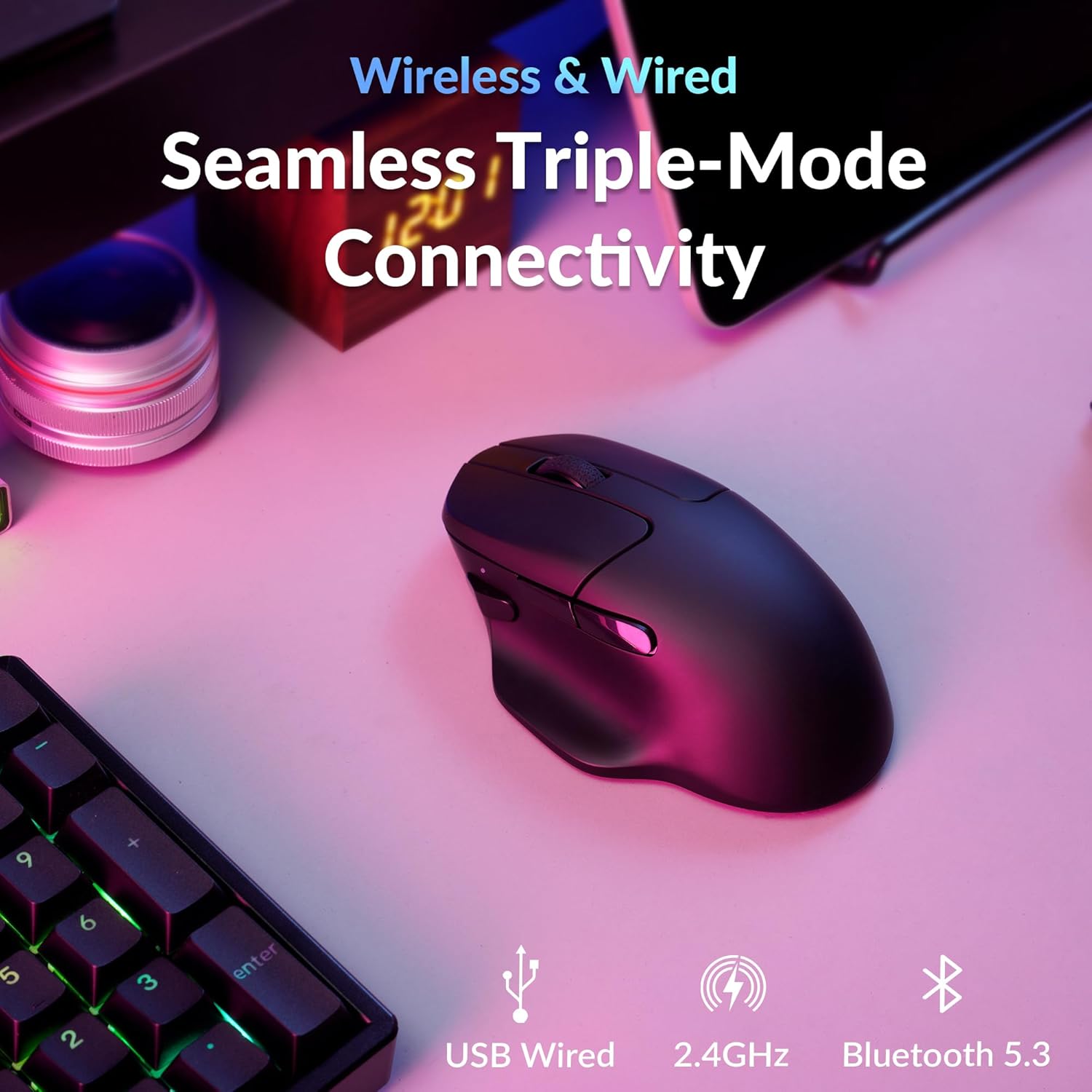 Keychron M7 Mouse Gaming Wireless 8K Polling Rate, Nero - immagine 4