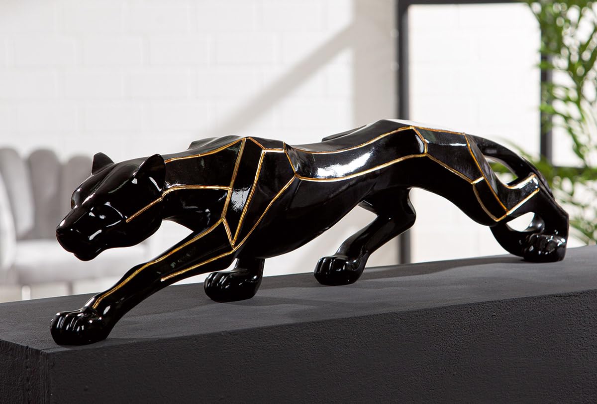 Gilde Statuetta Cheetah in resina, nera