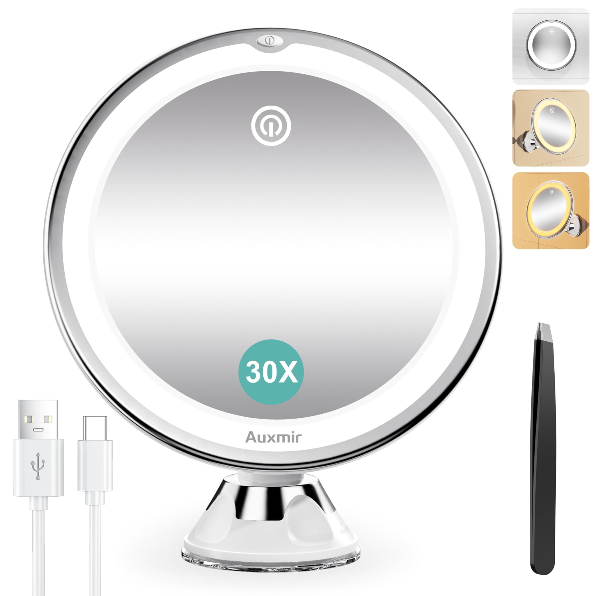 Auxmir Specchio Ingranditore 30X Ricaricabile