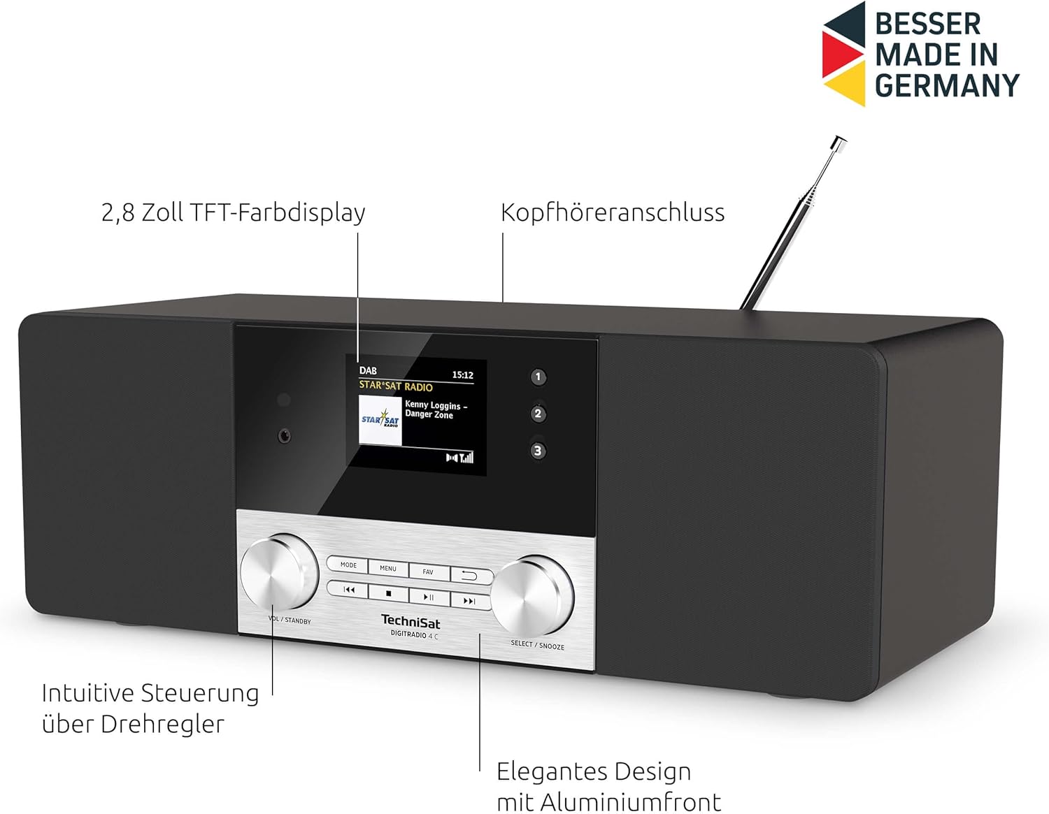 Technisat DIGITRADIO 4 C - Radio digitale stereo DAB+, Nero - immagine 3