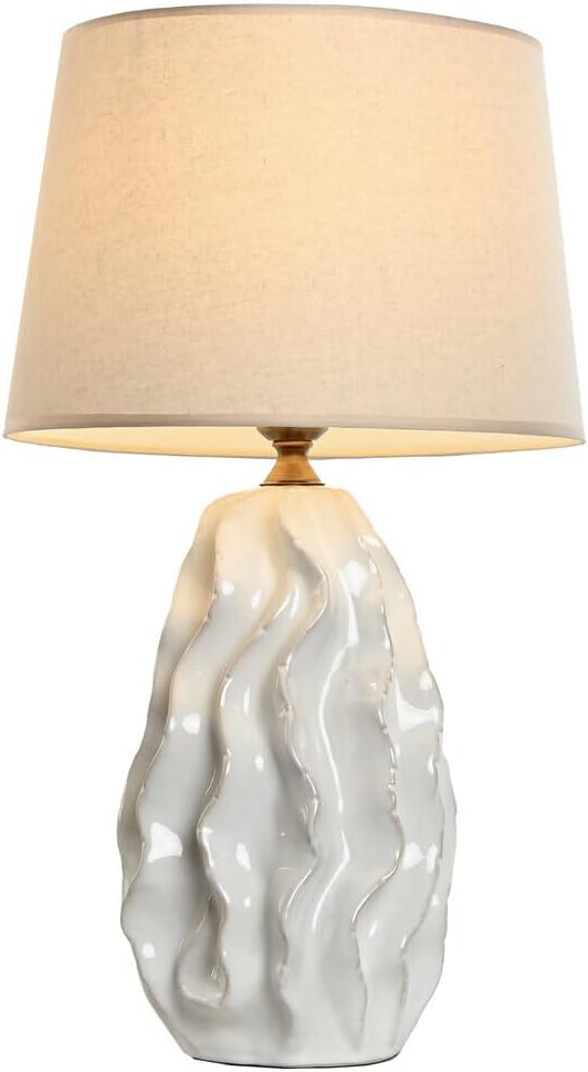 LAMPARA SOBREMESA PORCELANA 36X36X62 ONDAS BLANCO_AlexandreHouse