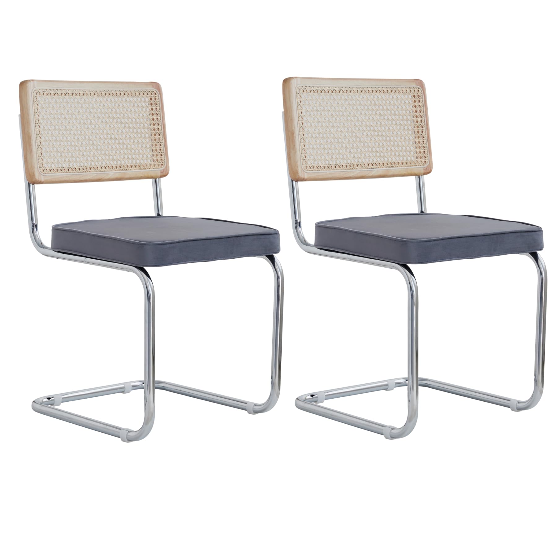 Grandca Home Set 2 Sedie da Cucina Imbottite Rattan