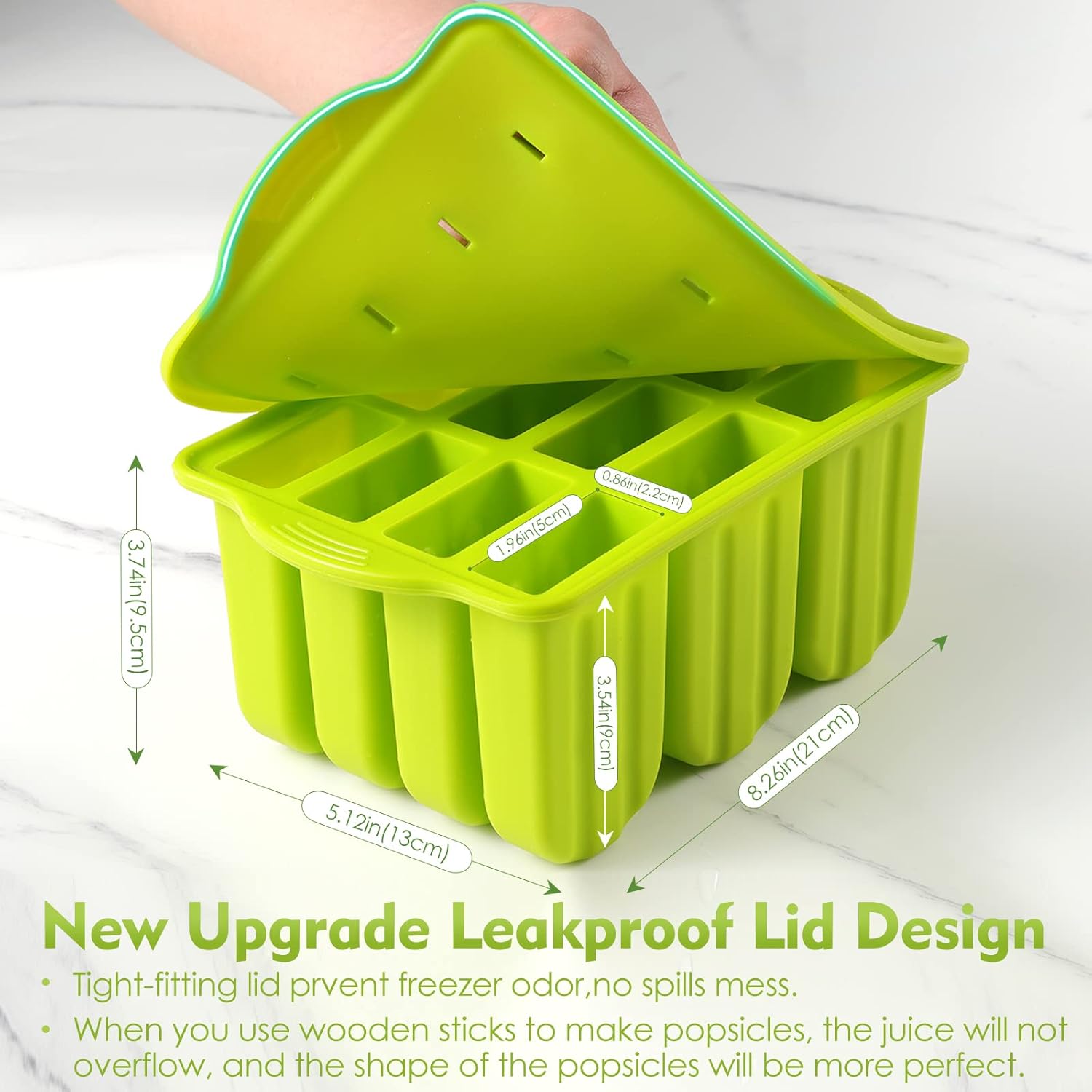 Sinnsally Stampi Ghiaccioli in Silicone senza BPA, Verde - immagine 2