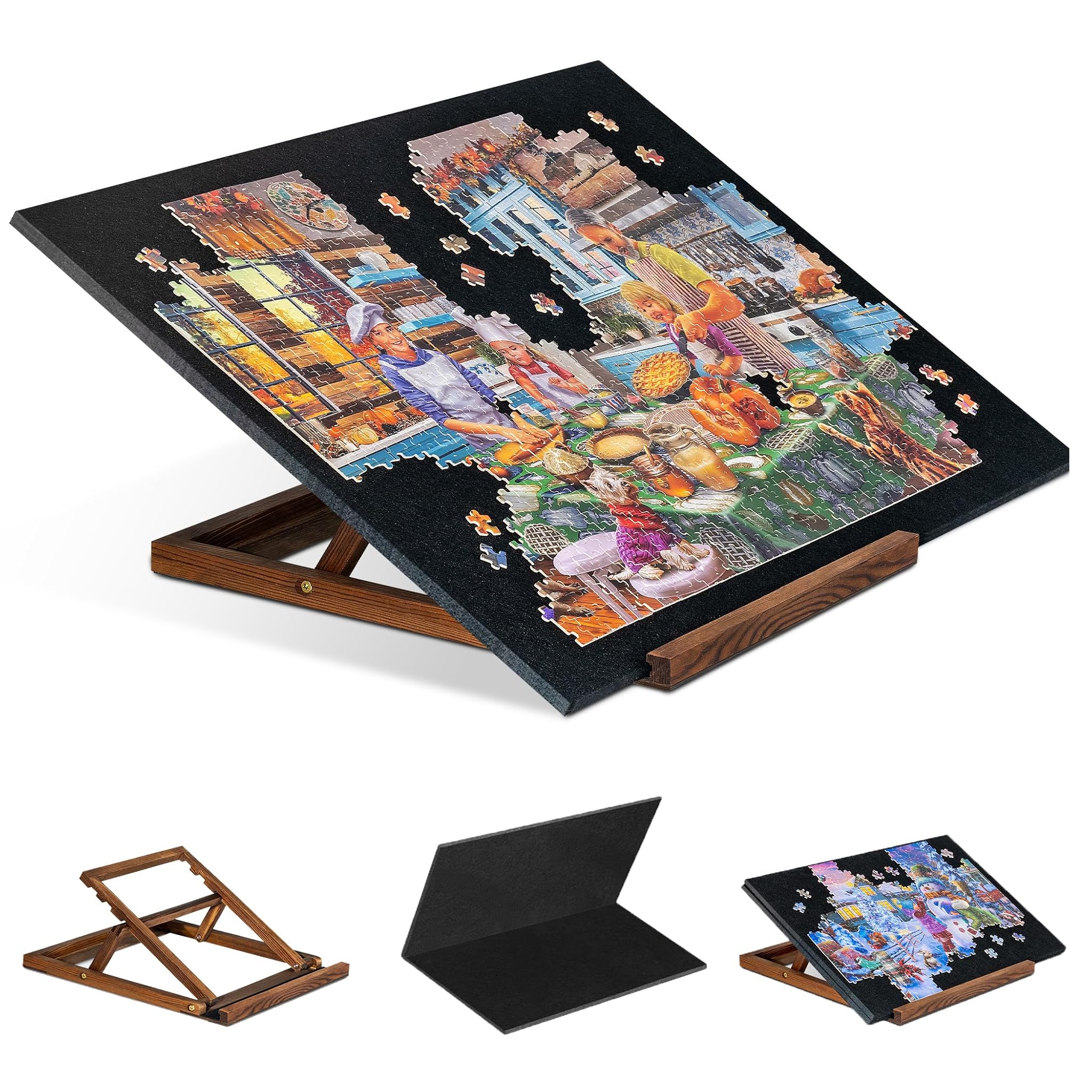 Tektalk Puzzle Pieghevole con 3 Supporti Regolabili, Nero