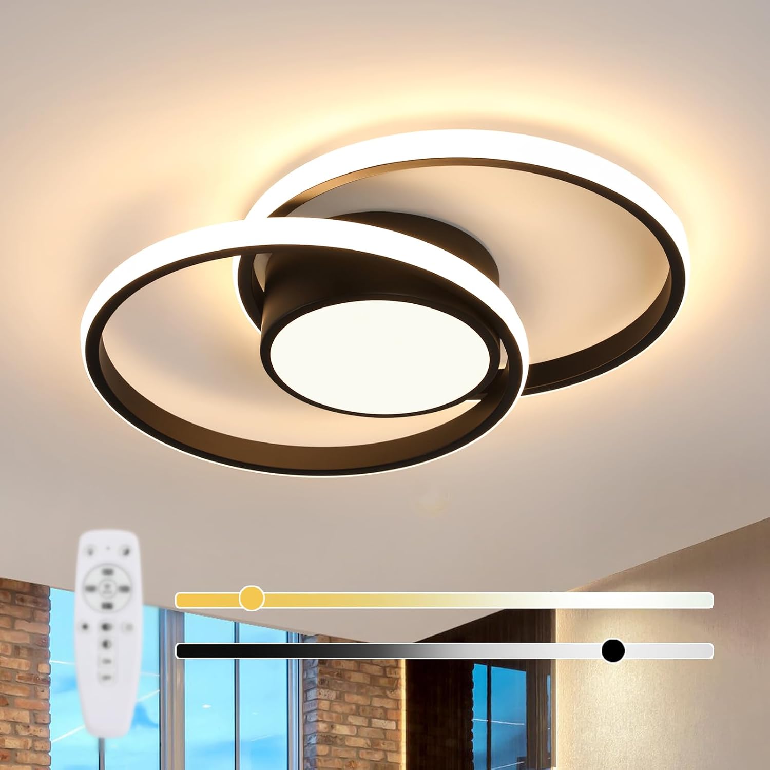 Plafoniera LED Soffitto Dimmerabile 40W, Nera - immagine 1