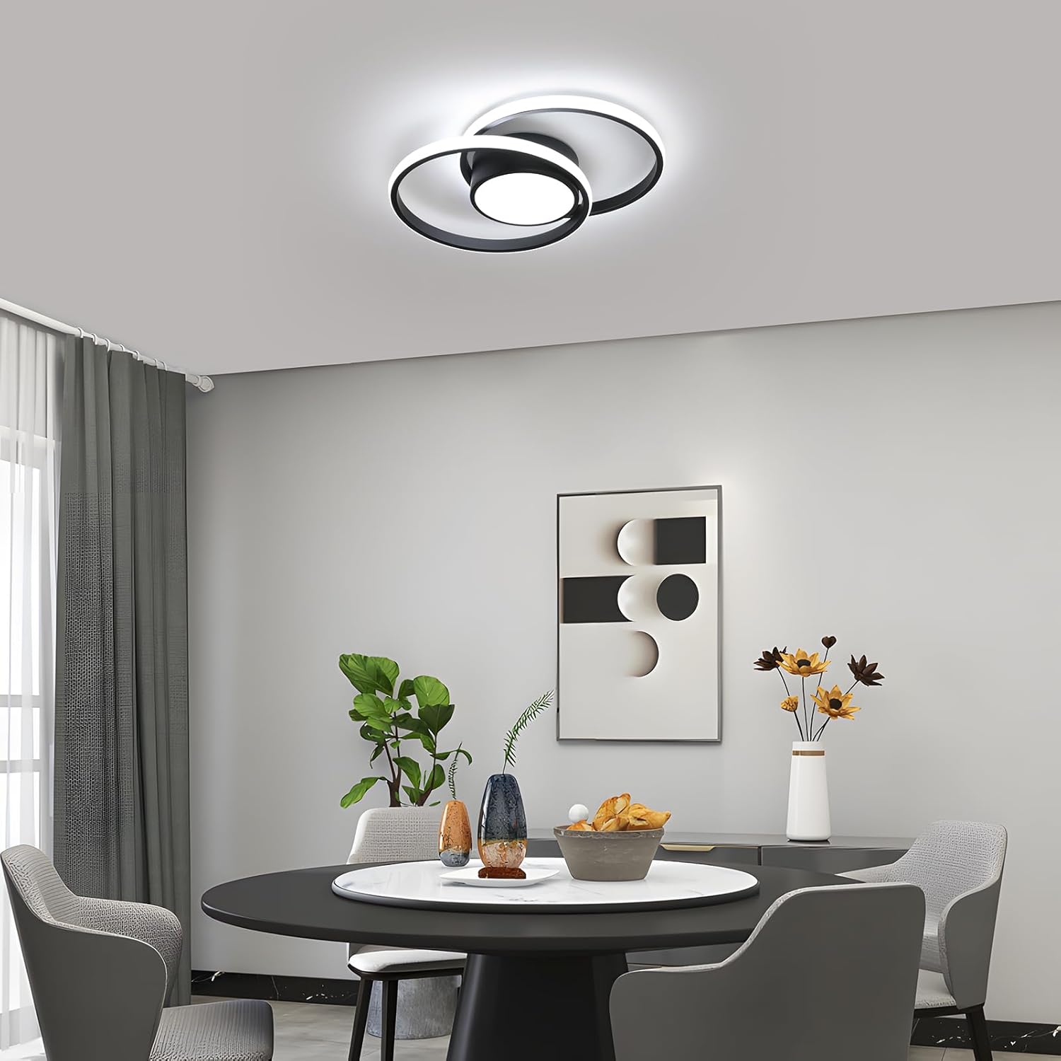 Plafoniera LED Soffitto Dimmerabile 40W, Nera - immagine 3