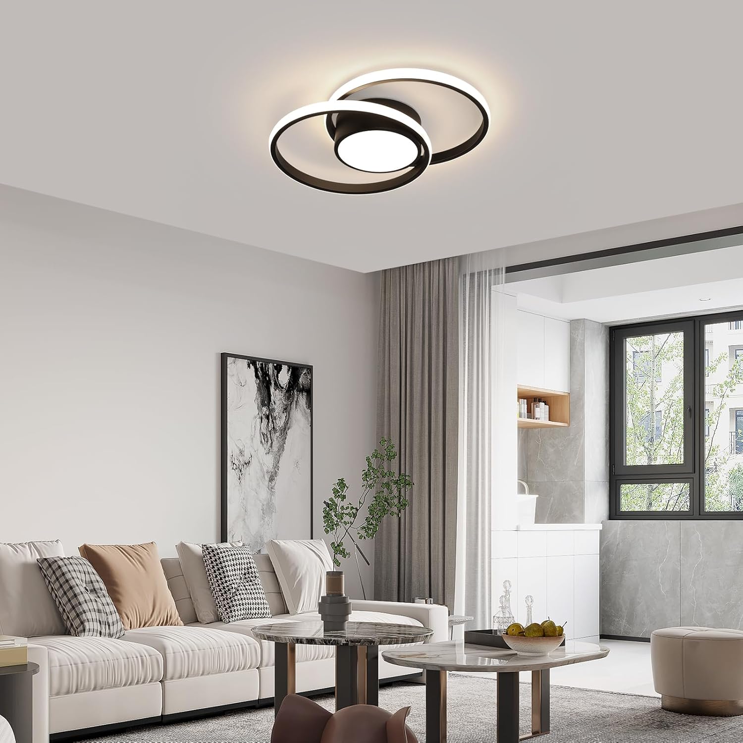 Plafoniera LED Soffitto Dimmerabile 40W, Nera - immagine 5