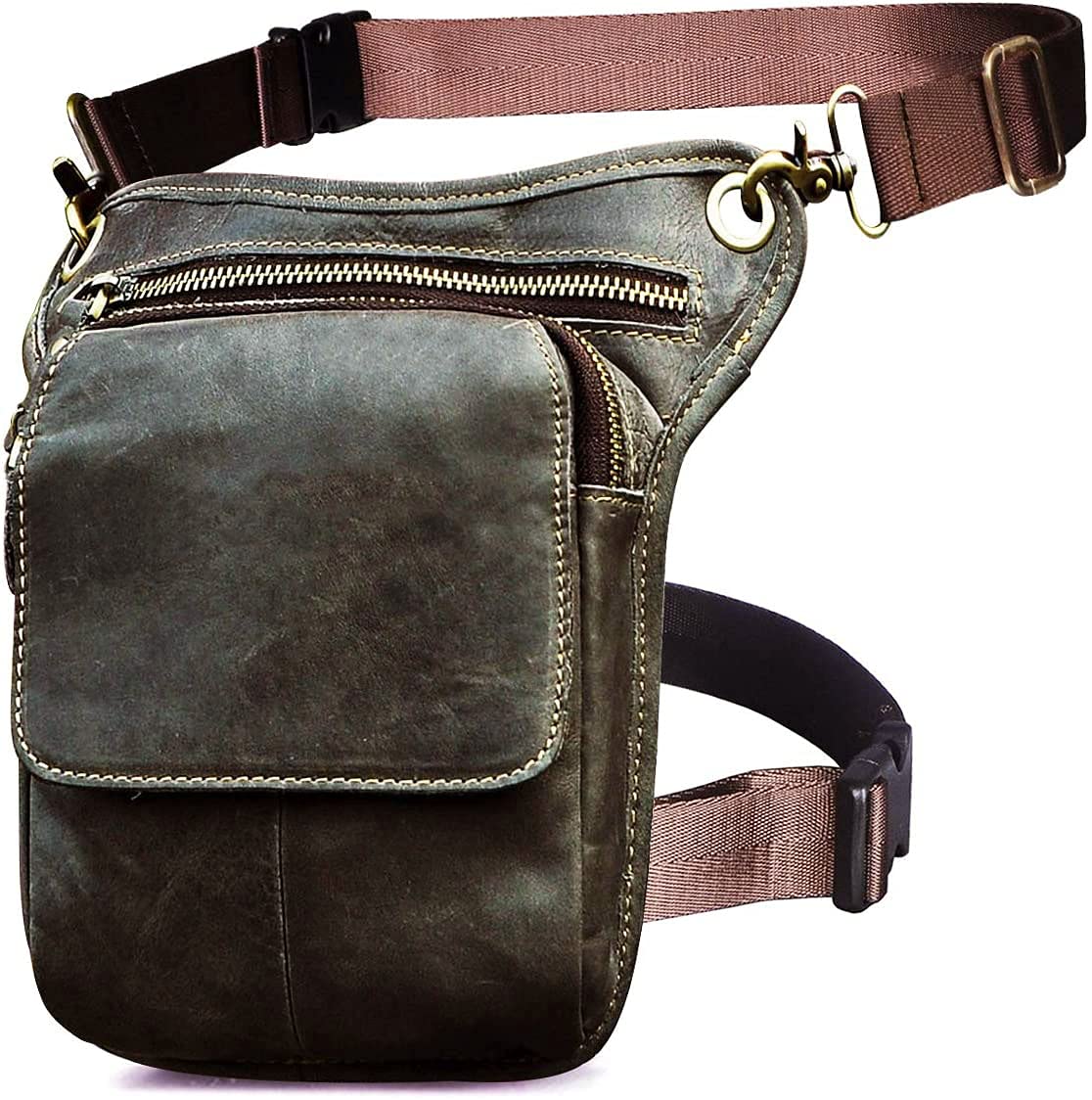 Le'aokuu Marsupio da Gamba in Vera Pelle 211-1 A2 Grigio