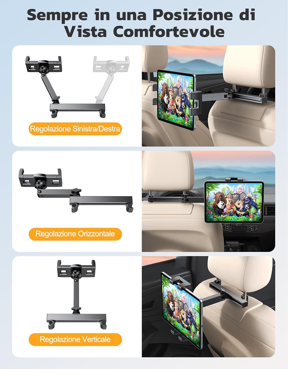 Eoiwuy Porta Tablet da Auto Poggiatesta Pieghevole - immagine 5