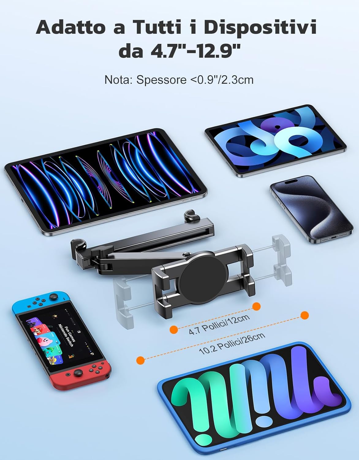 Eoiwuy Porta Tablet da Auto Poggiatesta Pieghevole - immagine 6