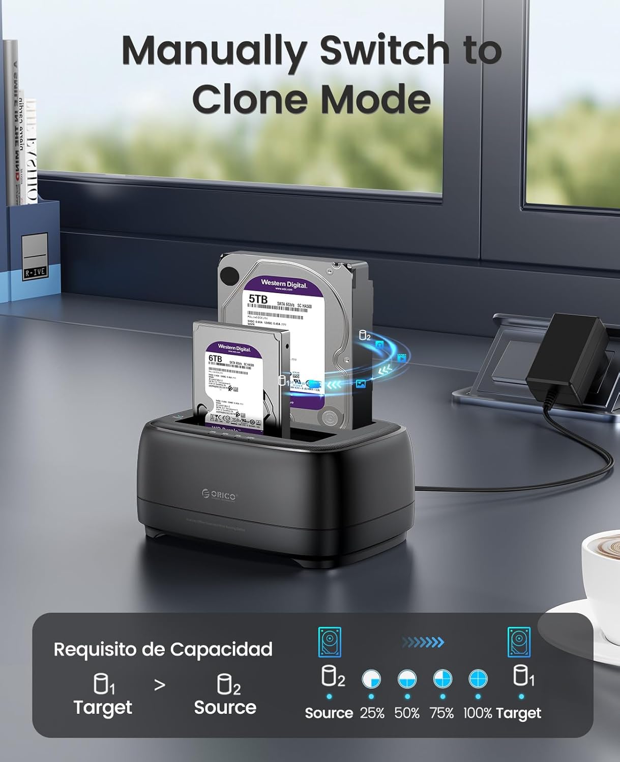 Orico Hard Disk Docking Station USB3.0 2 Slot - immagine 2