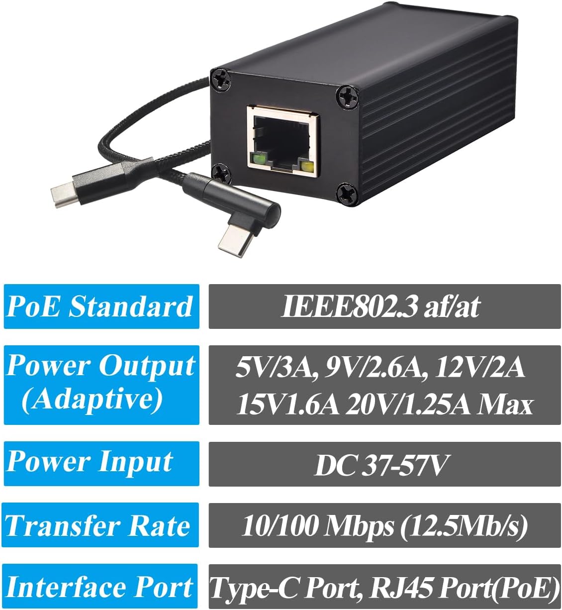 Adattatore PoE a Type-C 25W con Ethernet - immagine 4