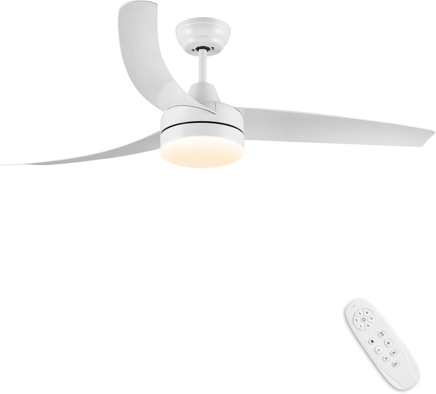 Cjoy Ventilatore da Soffitto con Luce 132cm, Bianco - immagine 1