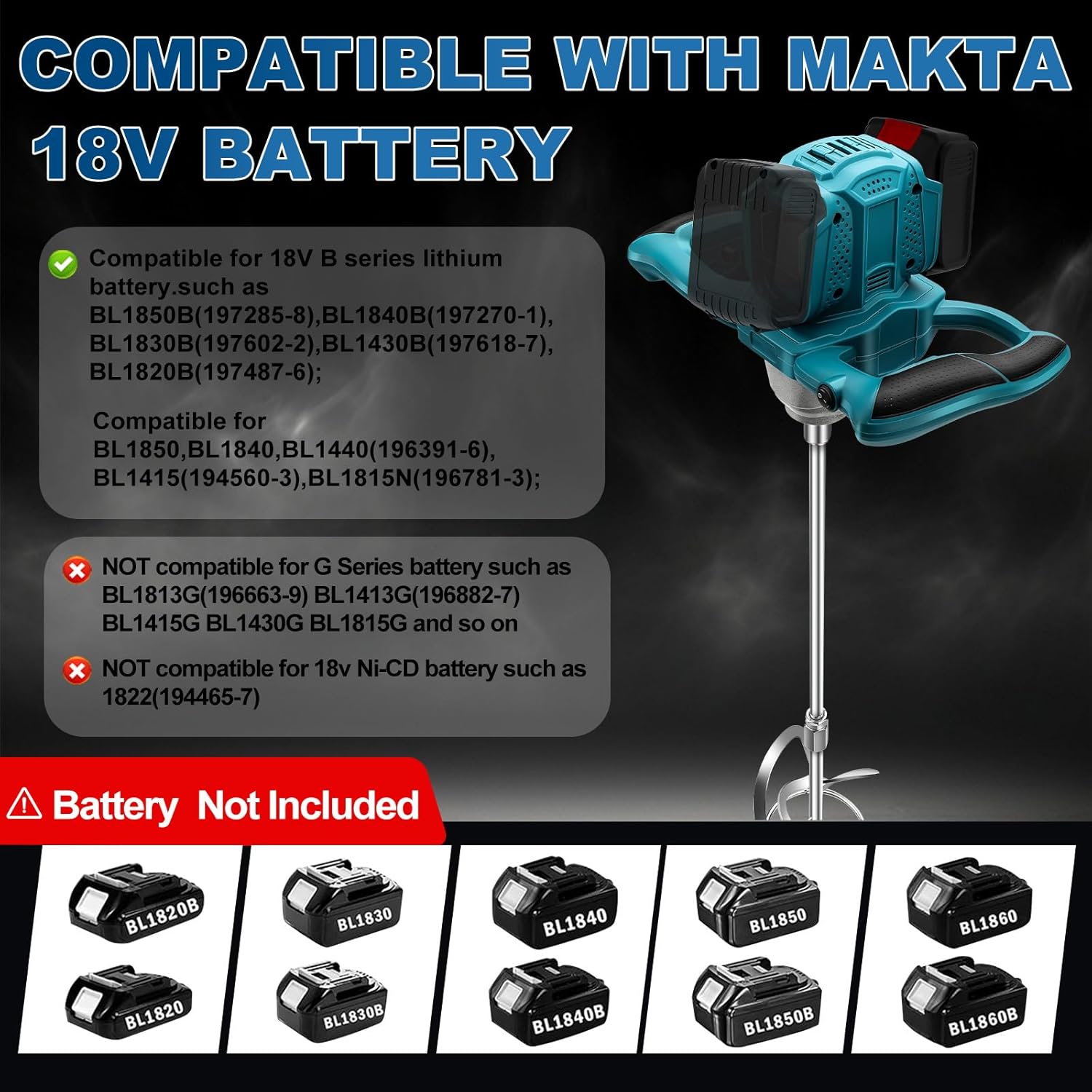 Agitatore a Batteria per Vernice e Calcestruzzo - immagine 2