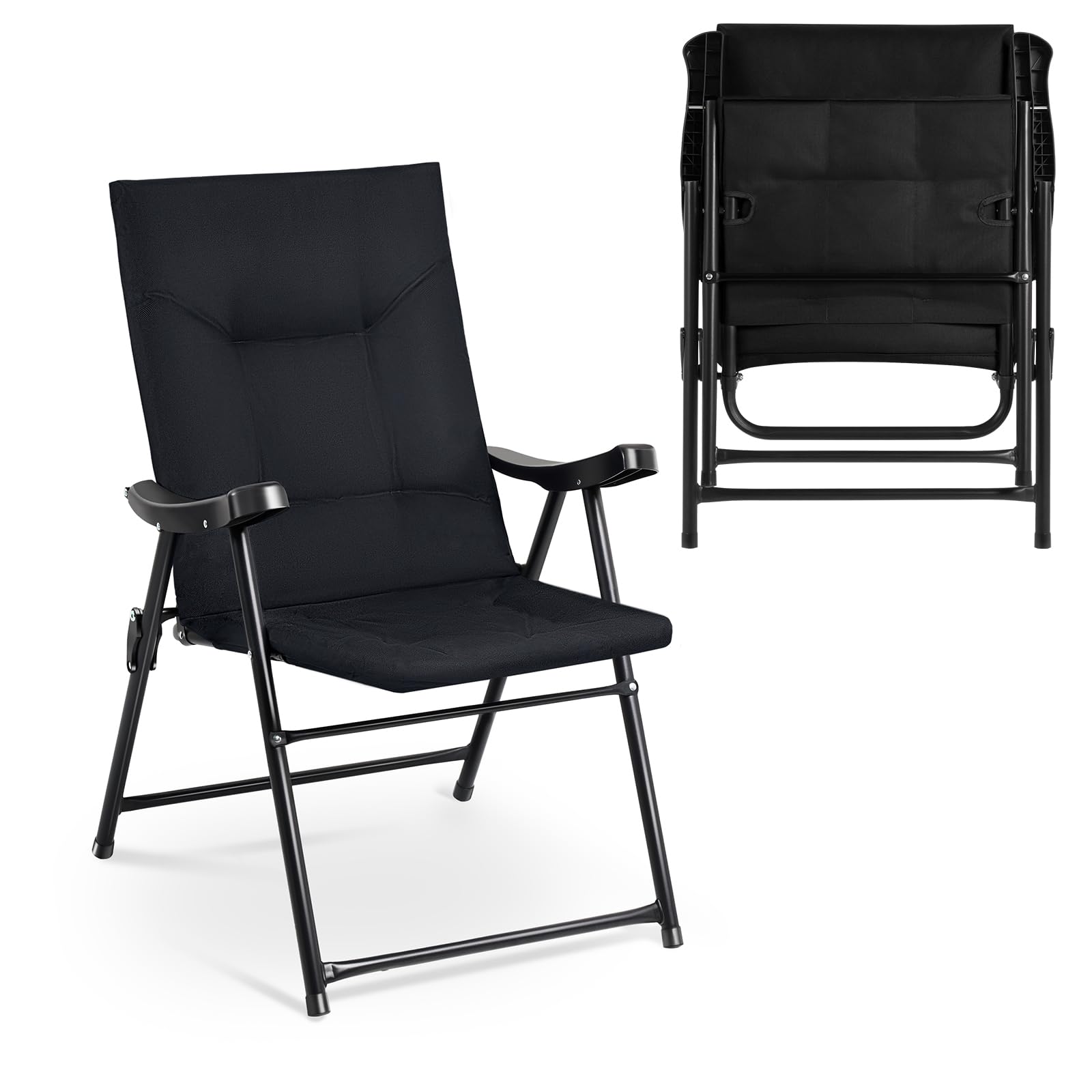 Sedie Pieghevole da Campeggio Imbottite 260 KG, Nero