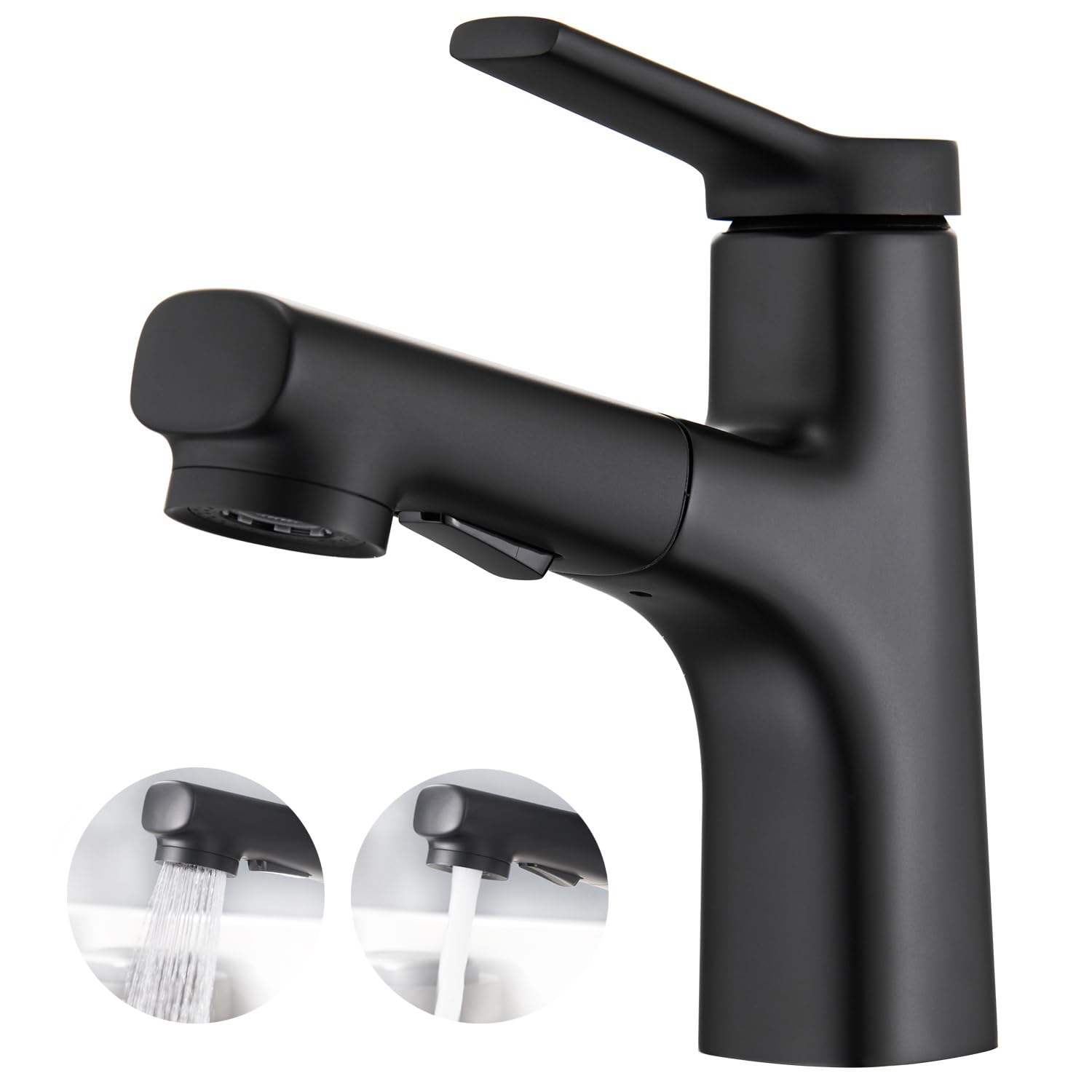 Crea Rubinetto Bagno Lavabo Estraibile, Nero Cromato