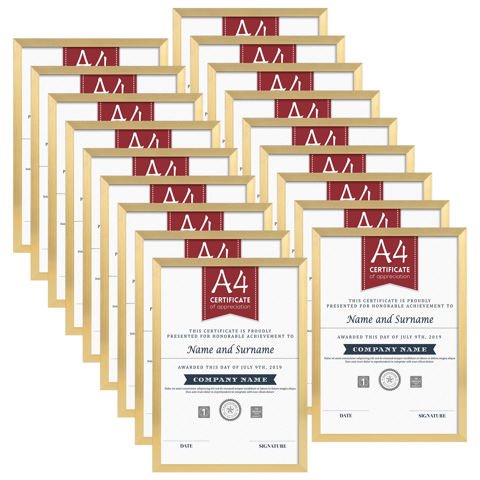 Hoikwo Cornice A4 Set di 18, Colore Dorato