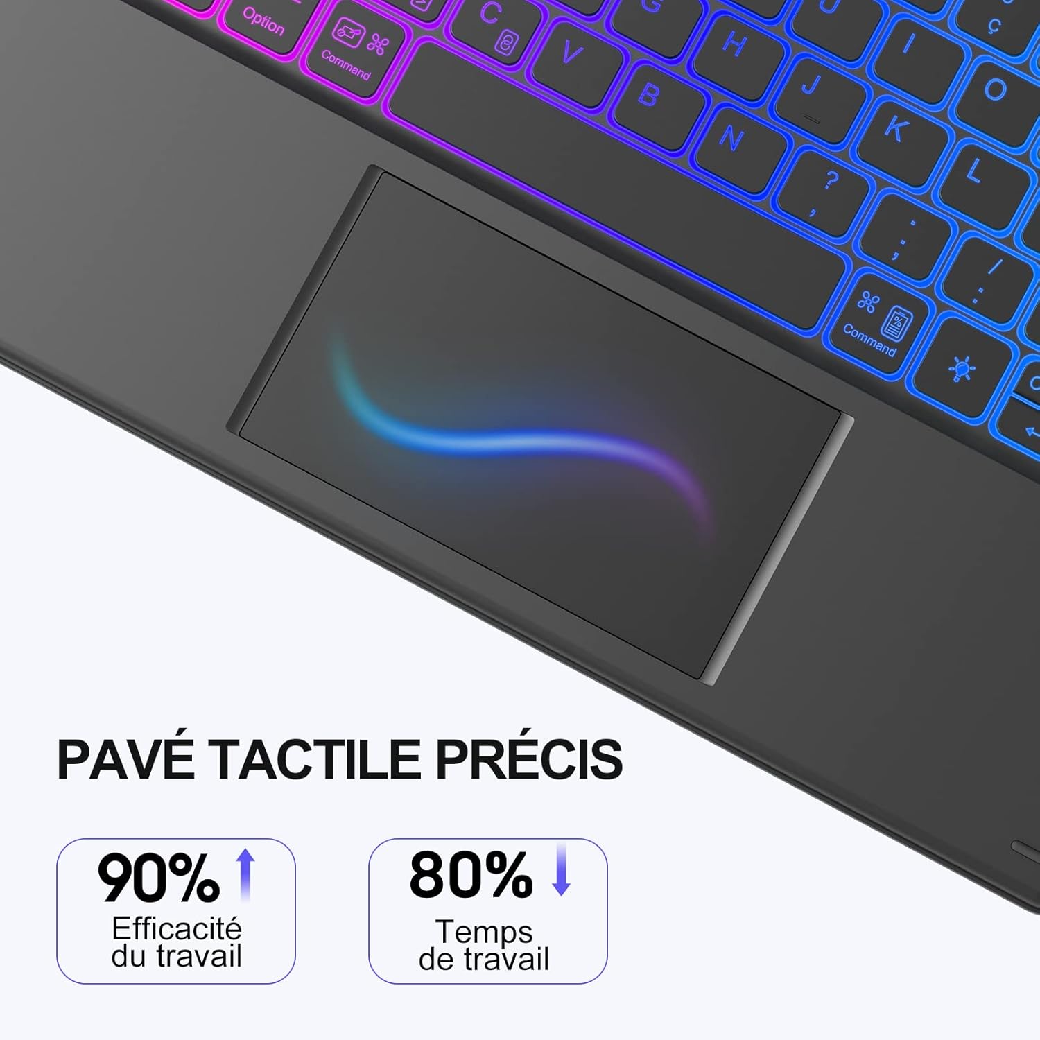 Earto Tastiera iPad Pro 12.9 - Retroilluminata, Nera - immagine 3