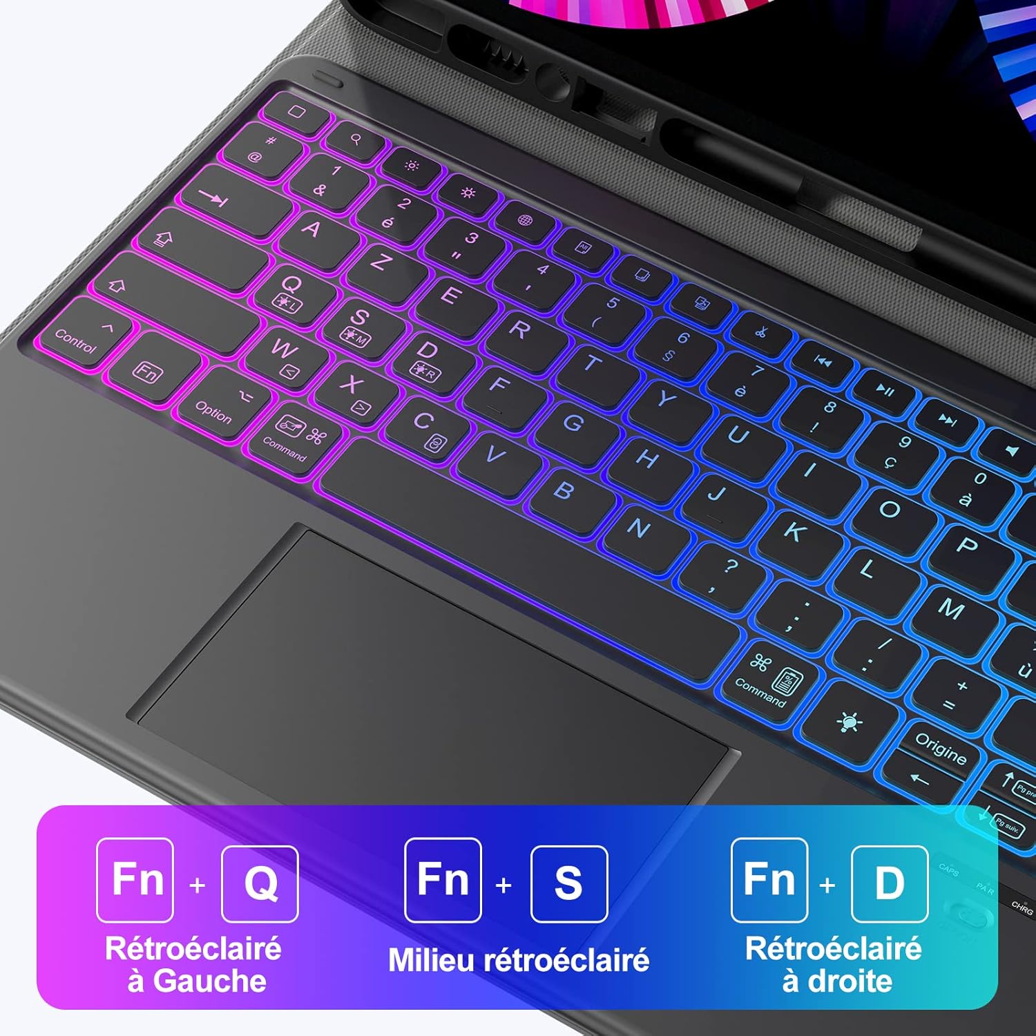 Earto Tastiera iPad Pro 12.9 - Retroilluminata, Nera - immagine 4