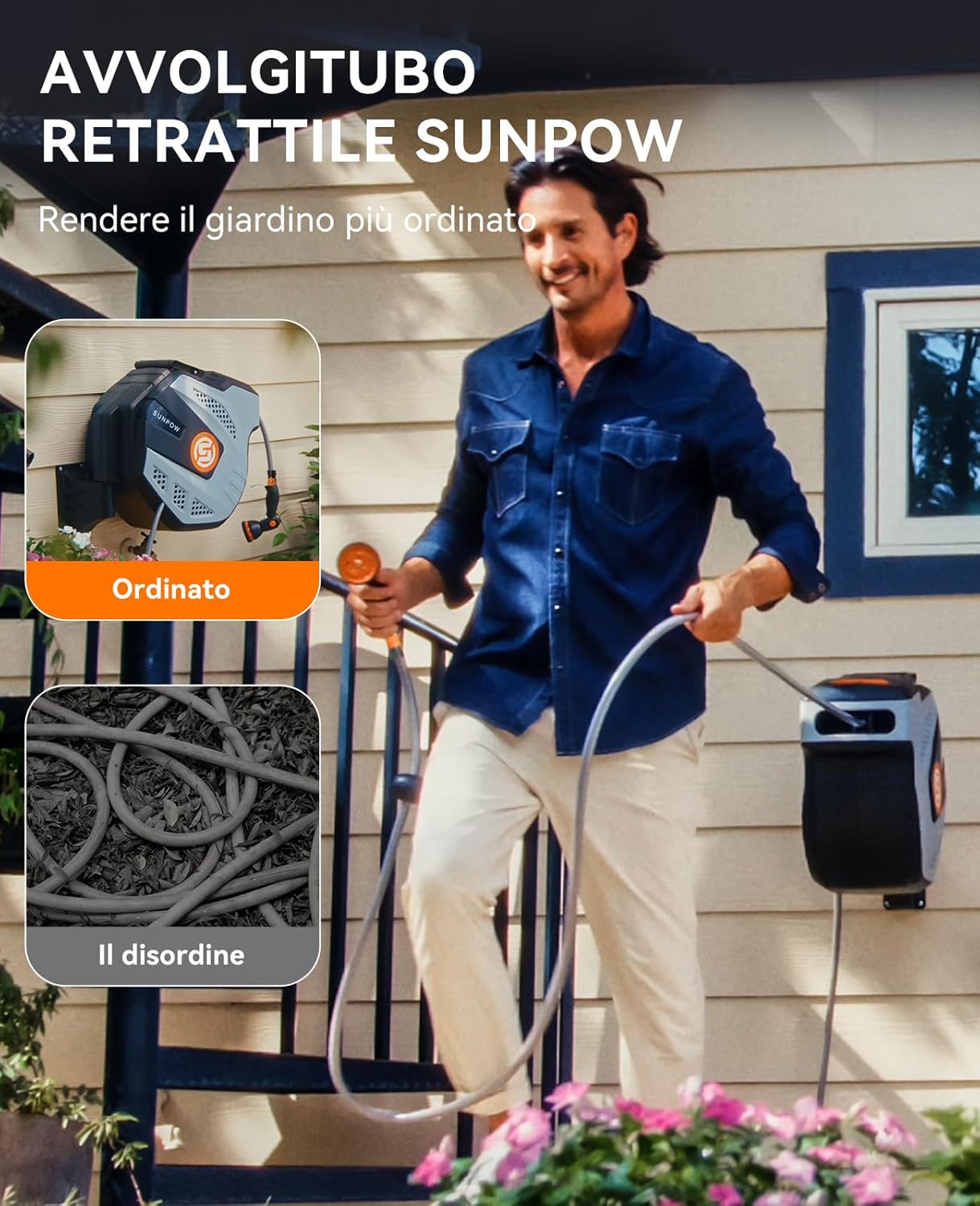 Sunpow Avvolgitubo da Giardino Retrattile 35m - immagine 2