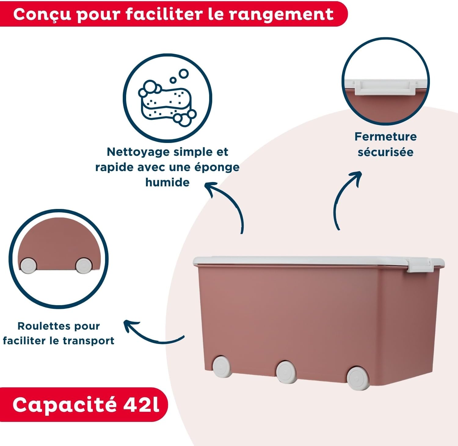 Thermobaby PLAYBOX - Set 3 Scatole Portaoggetti 42L, Rosa - immagine 3