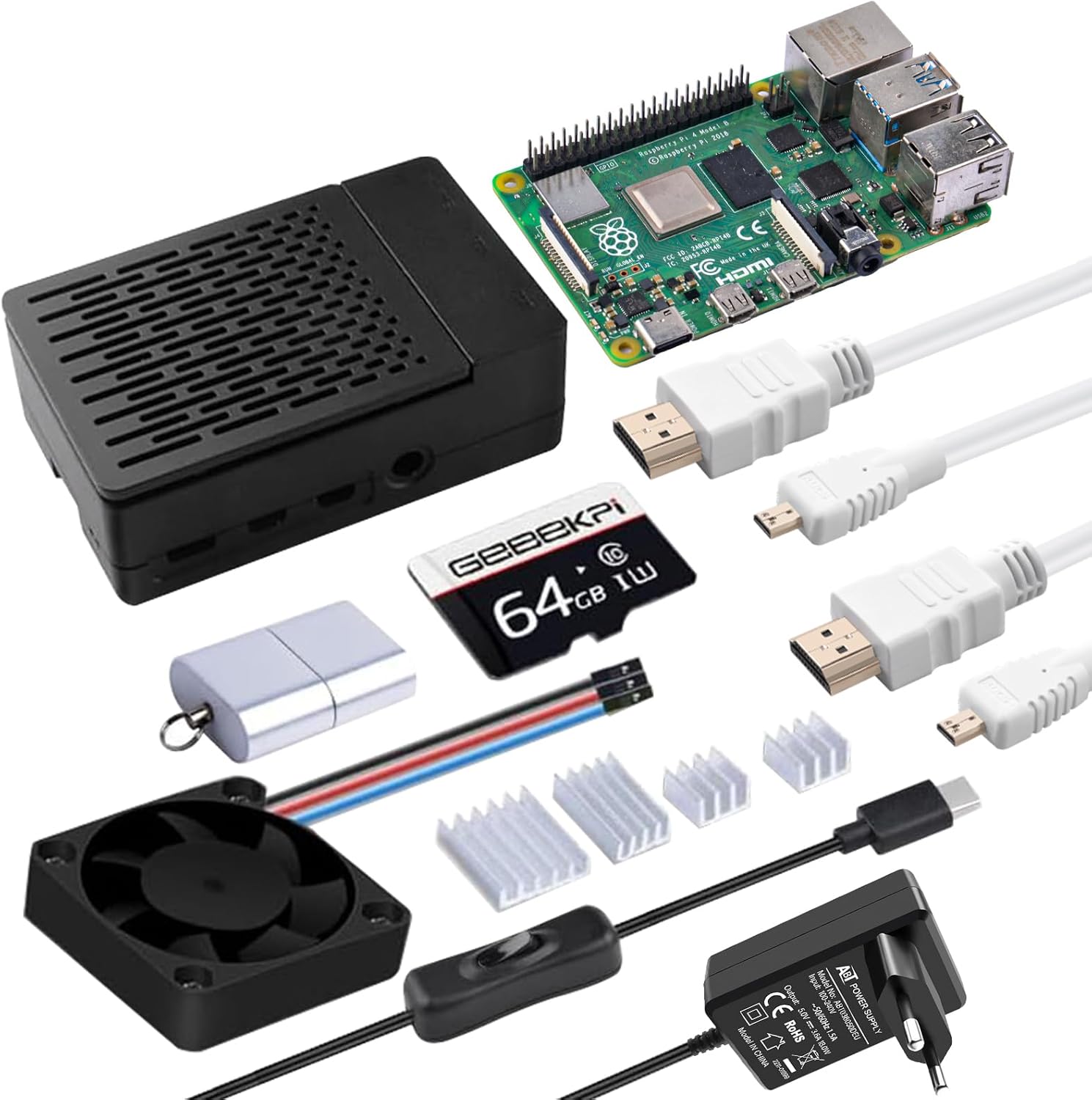 Geeekpi Raspberry Pi 4 4GB - Kit Completo Starter - immagine 2