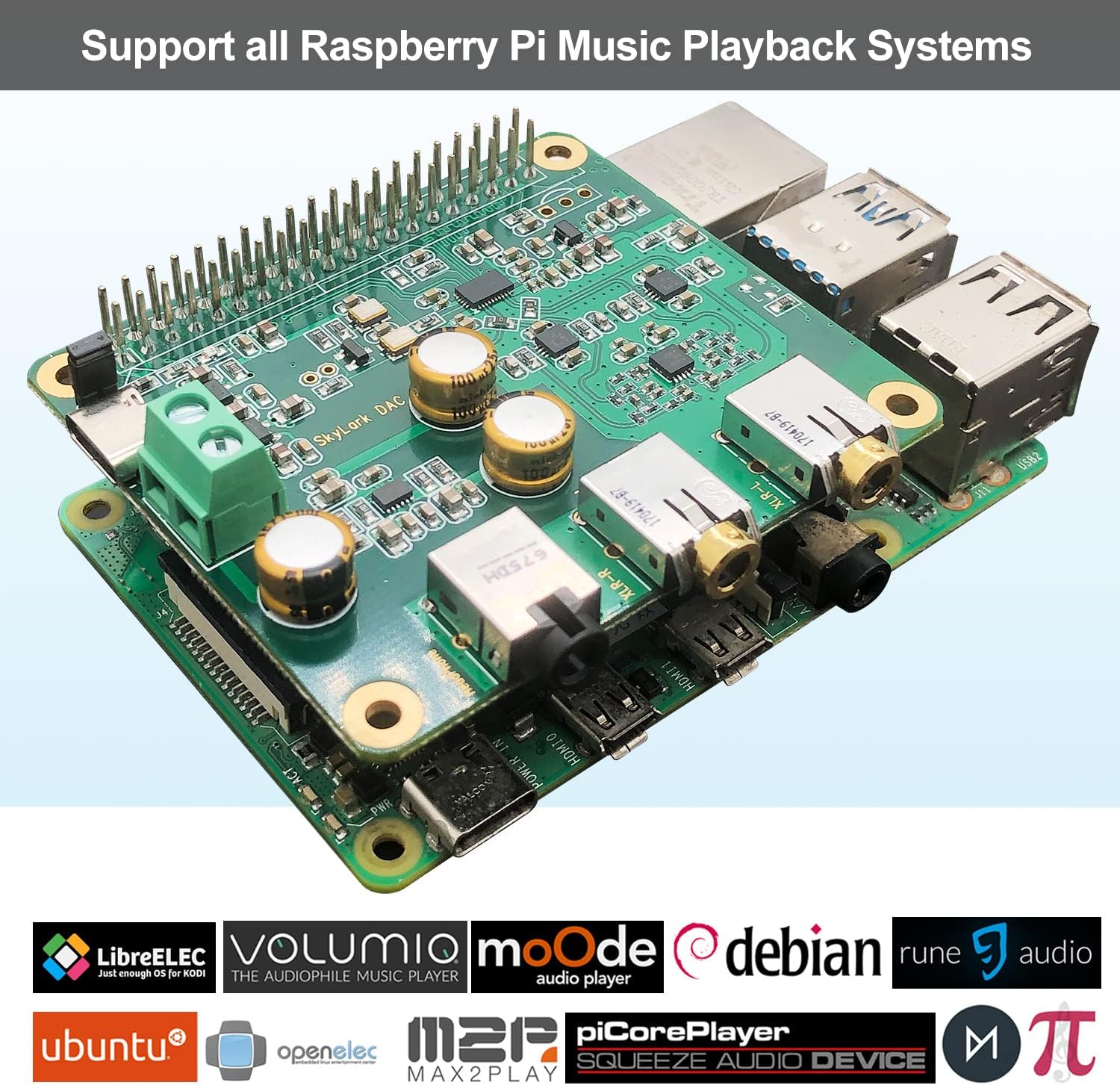 Raspberry Pi HiFi DAC Pro Hat ES9038Q2M Scheda Audio - immagine 4