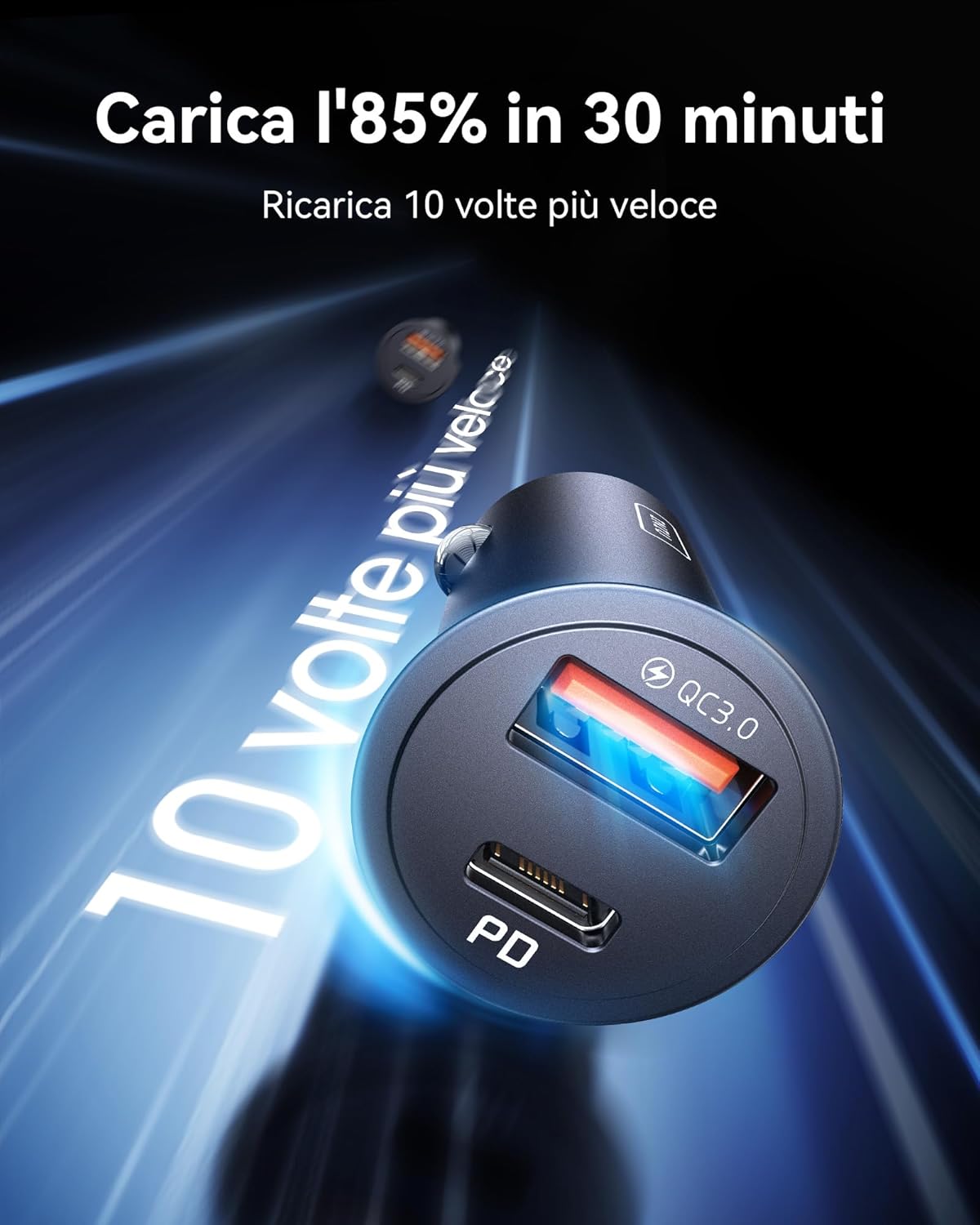 Iniu Caricatore Auto 60W USB-C PD & QC 3.0 Ricarica Rapida - immagine 3