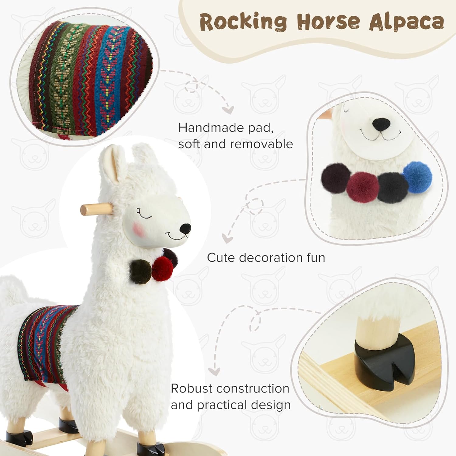 Labebe Peluche a Dondolo - Animale Alpaca - immagine 7