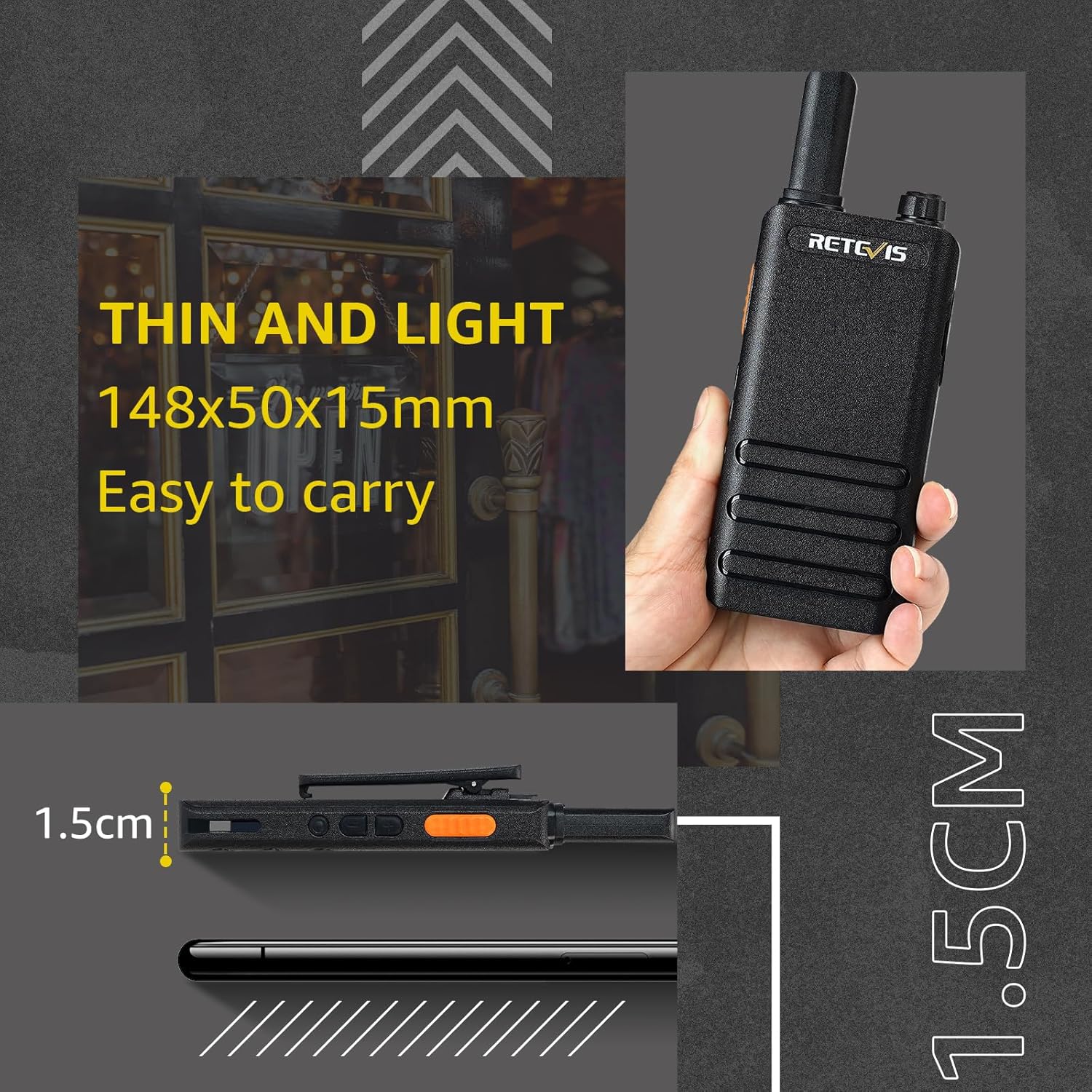 Retevis RT622P Walkie Talkie USB-C (4 Pezzi, Nero) - immagine 2