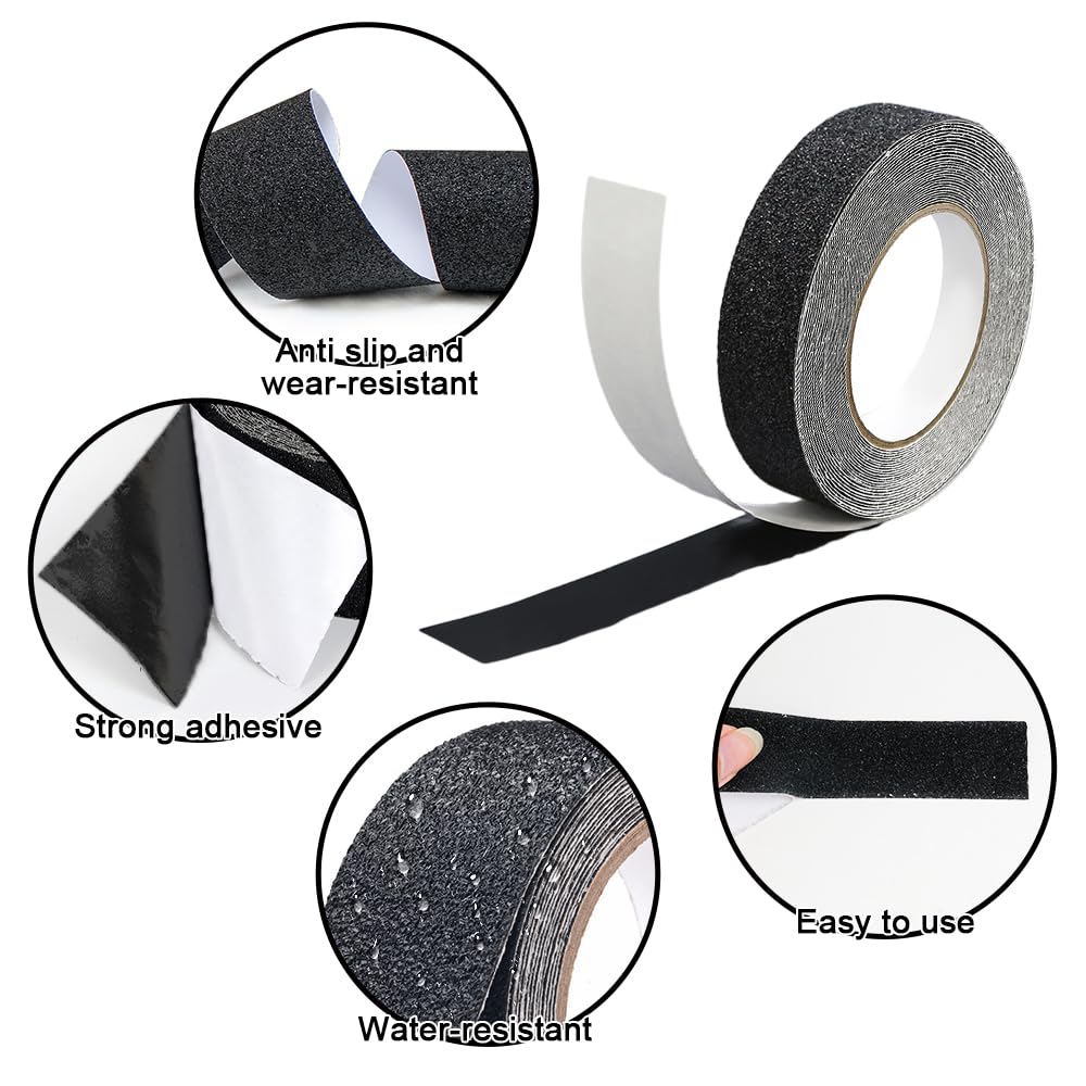 Dgn Strisce Antiscivolo per Scale 2.5cm × 20m, Nero - immagine 3