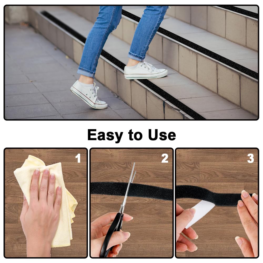 Dgn Strisce Antiscivolo per Scale 2.5cm × 20m, Nero - immagine 5