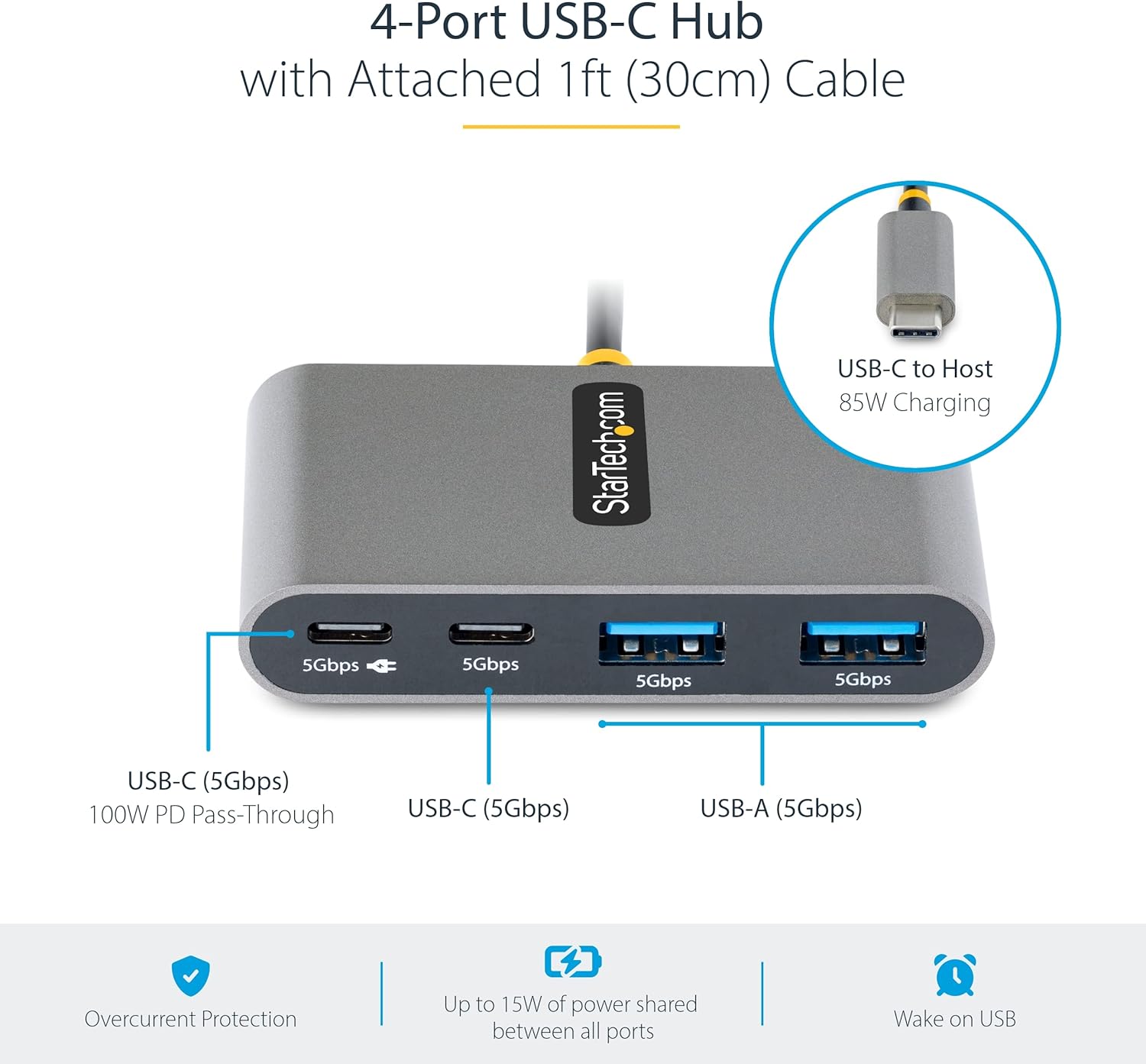 Startech.com Hub USB-C 4 Porte con Power Delivery 100W - immagine 3