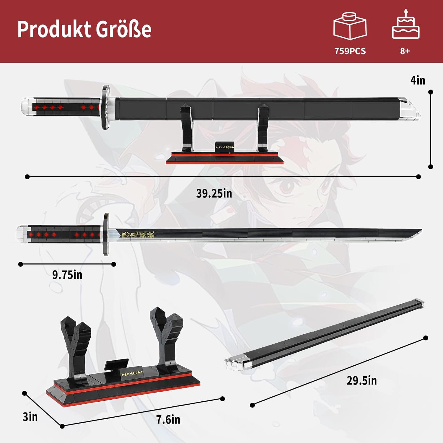 QLT Ideas Katana Cosplay Kamado Tanjiro 771 Pezzi - immagine 4