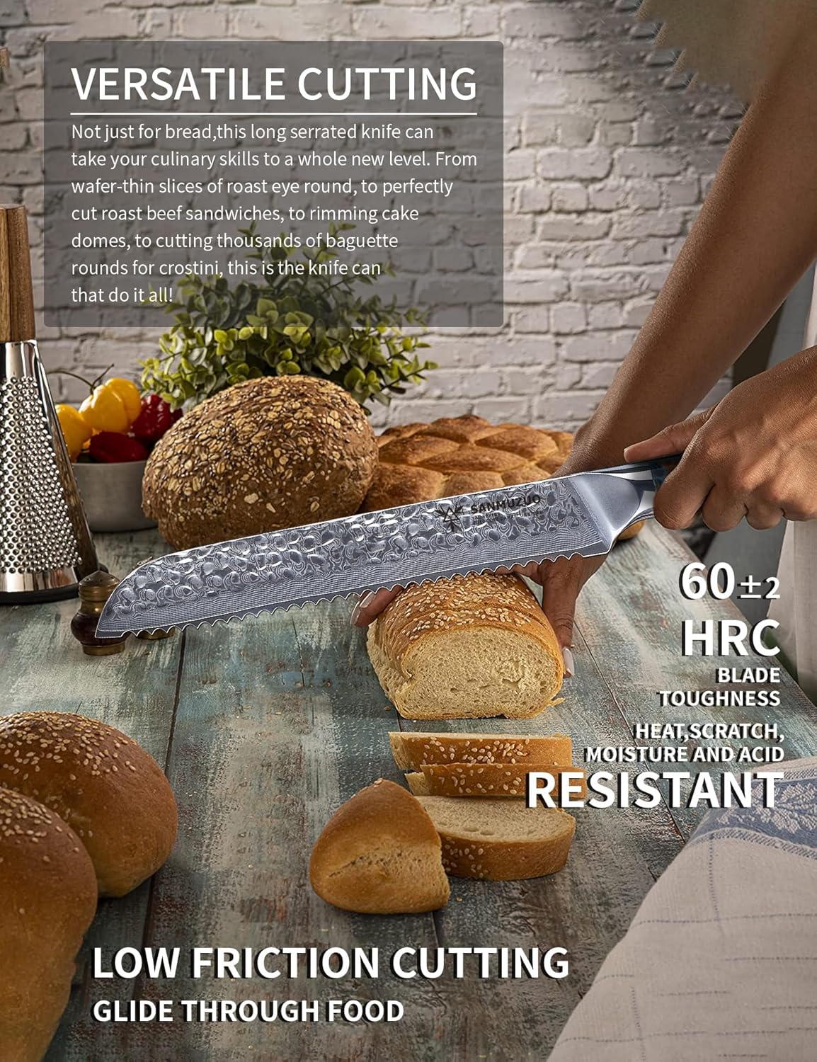 Sanmuzuo Coltello da Pane Professionale 20cm - immagine 2