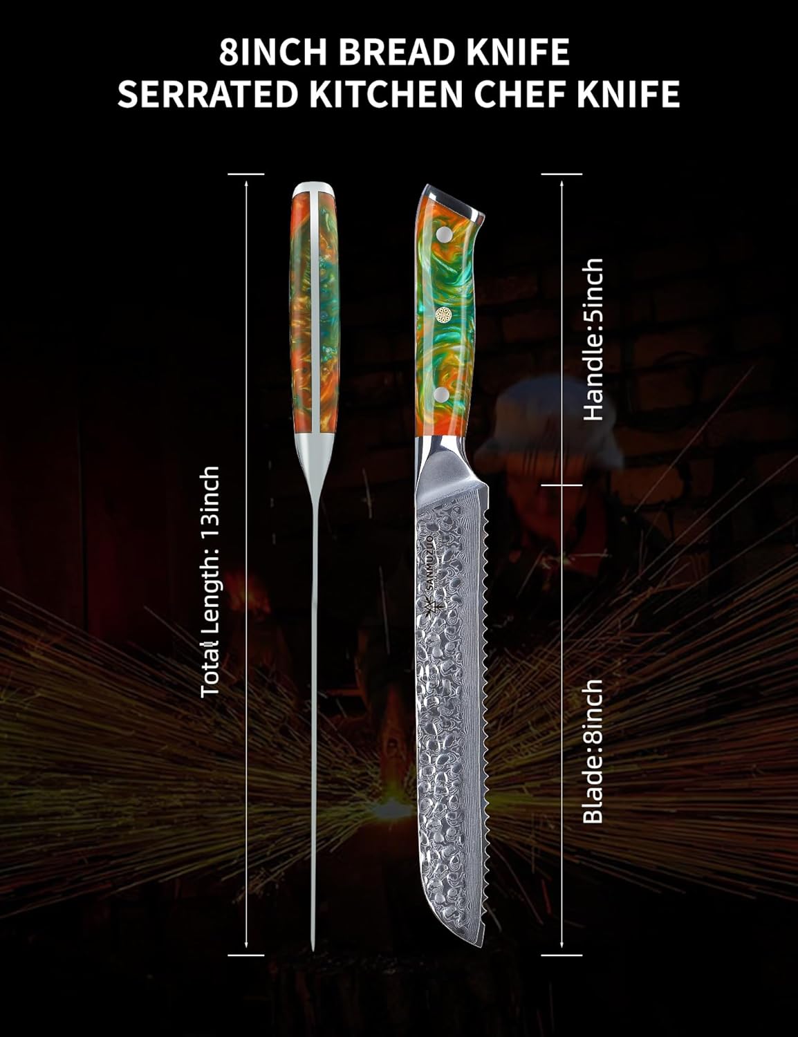 Sanmuzuo Coltello da Pane Professionale 20cm - immagine 4