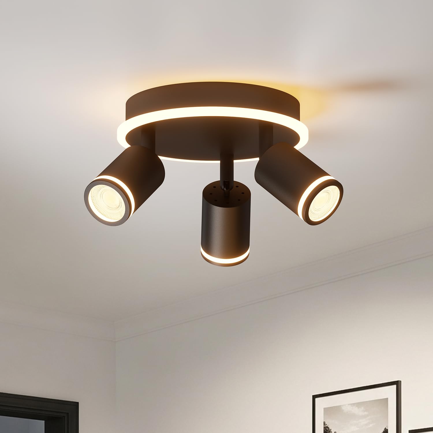 Lvwit Faretti LED Soffitto Neri 3 Orientabili