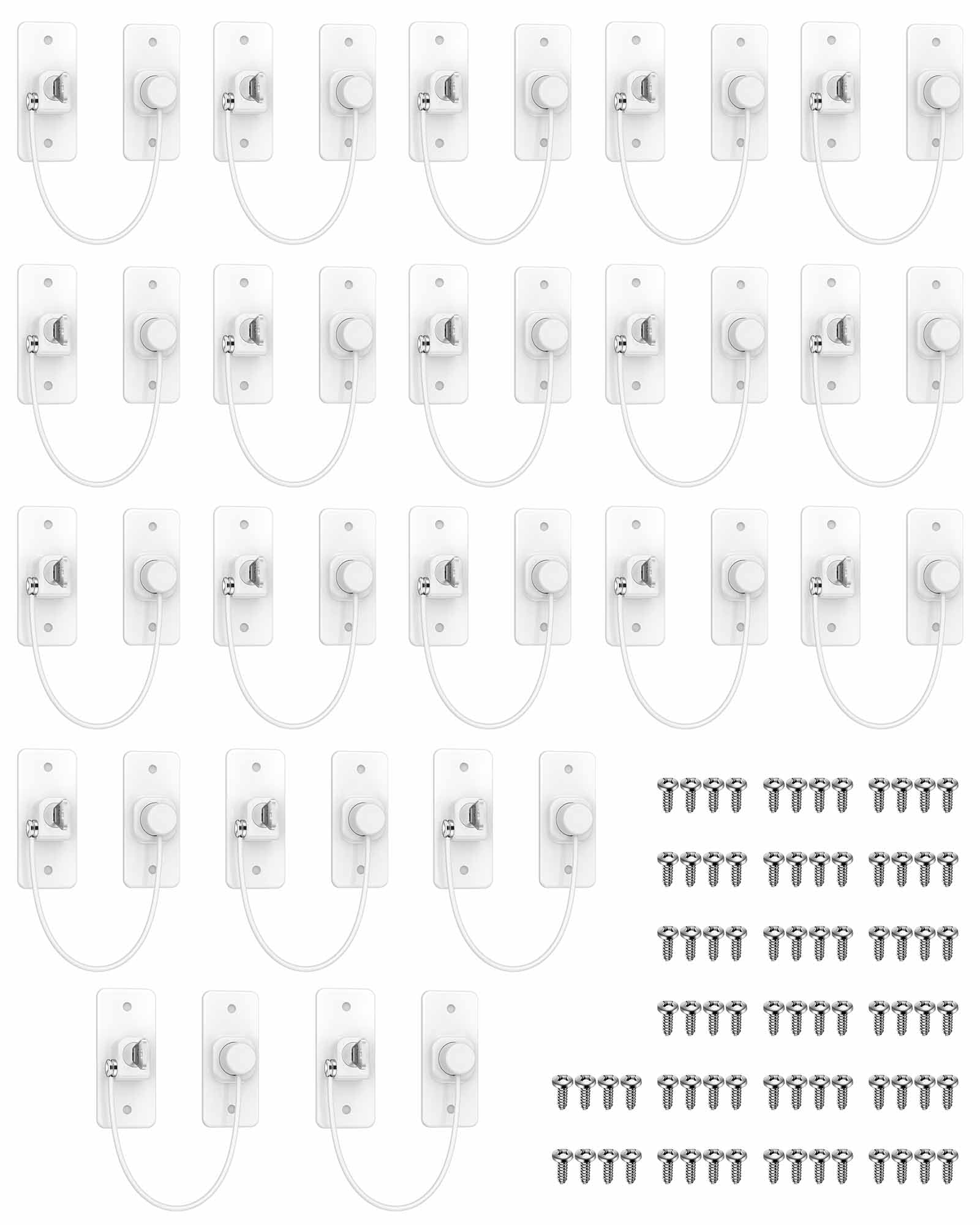 eSynic Confezione da 20 blocchi limitatori per finestre in uPVC, limitatori di sicurezza per gatti, per bambini, distanza aperta e ventilazione, con chiavi autofilettanti, per finestre in PVC, legno o