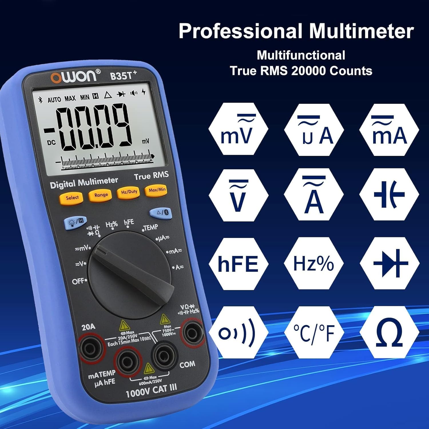 Owon Multimetro Digitale B35T+ Bluetooth 6000 Conteggi - immagine 2