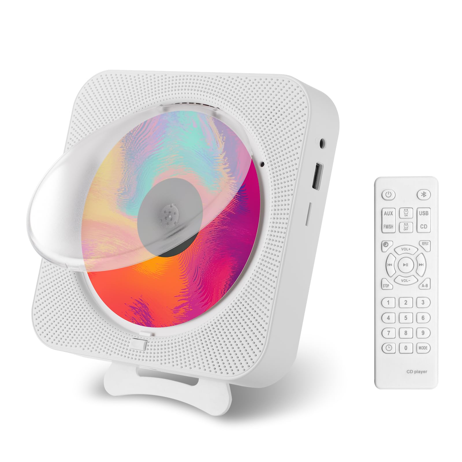 Canareen Lettore CD Boombox con Bluetooth, Bianco