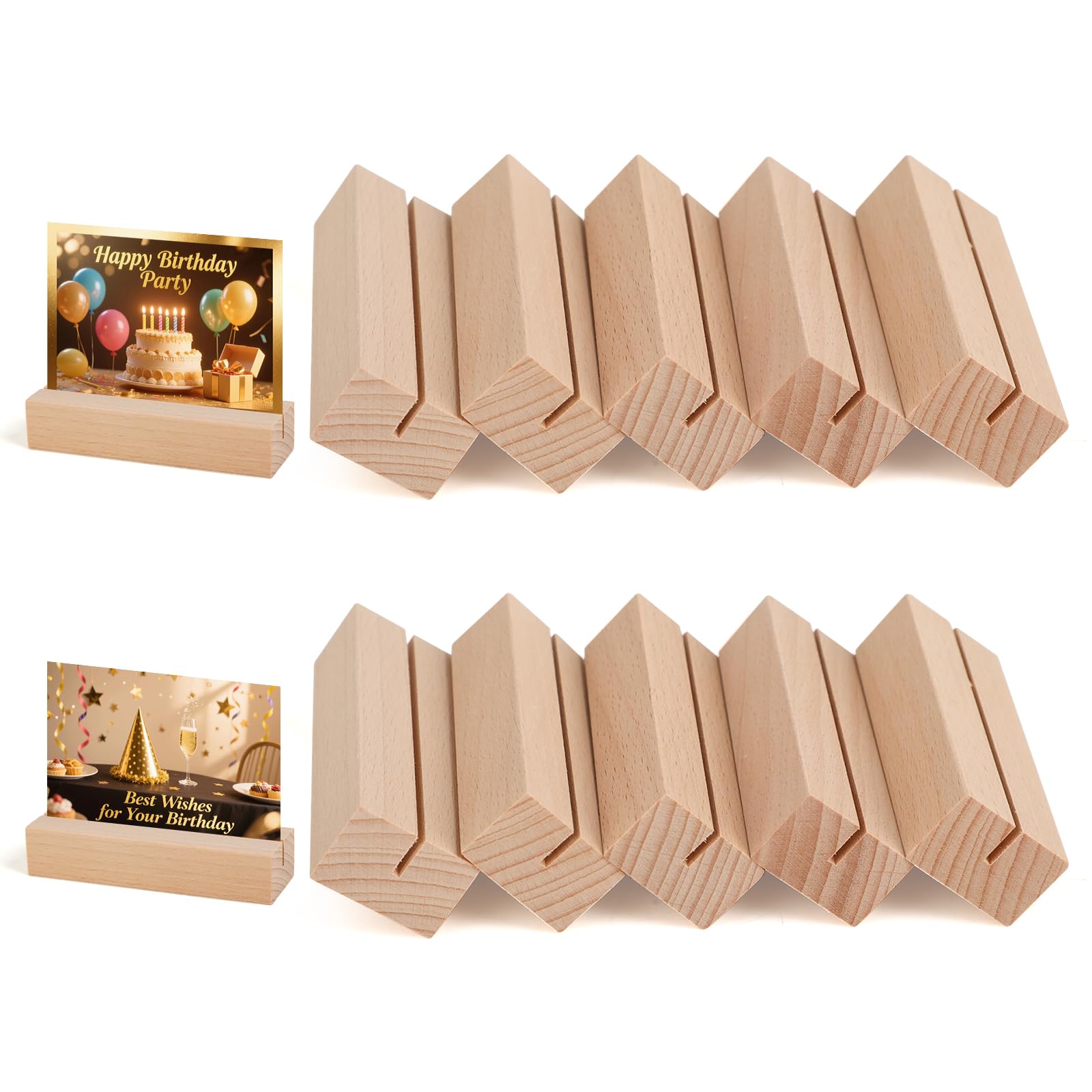 10 Pezzi Porta Menu da Tavolo in Legno Naturale